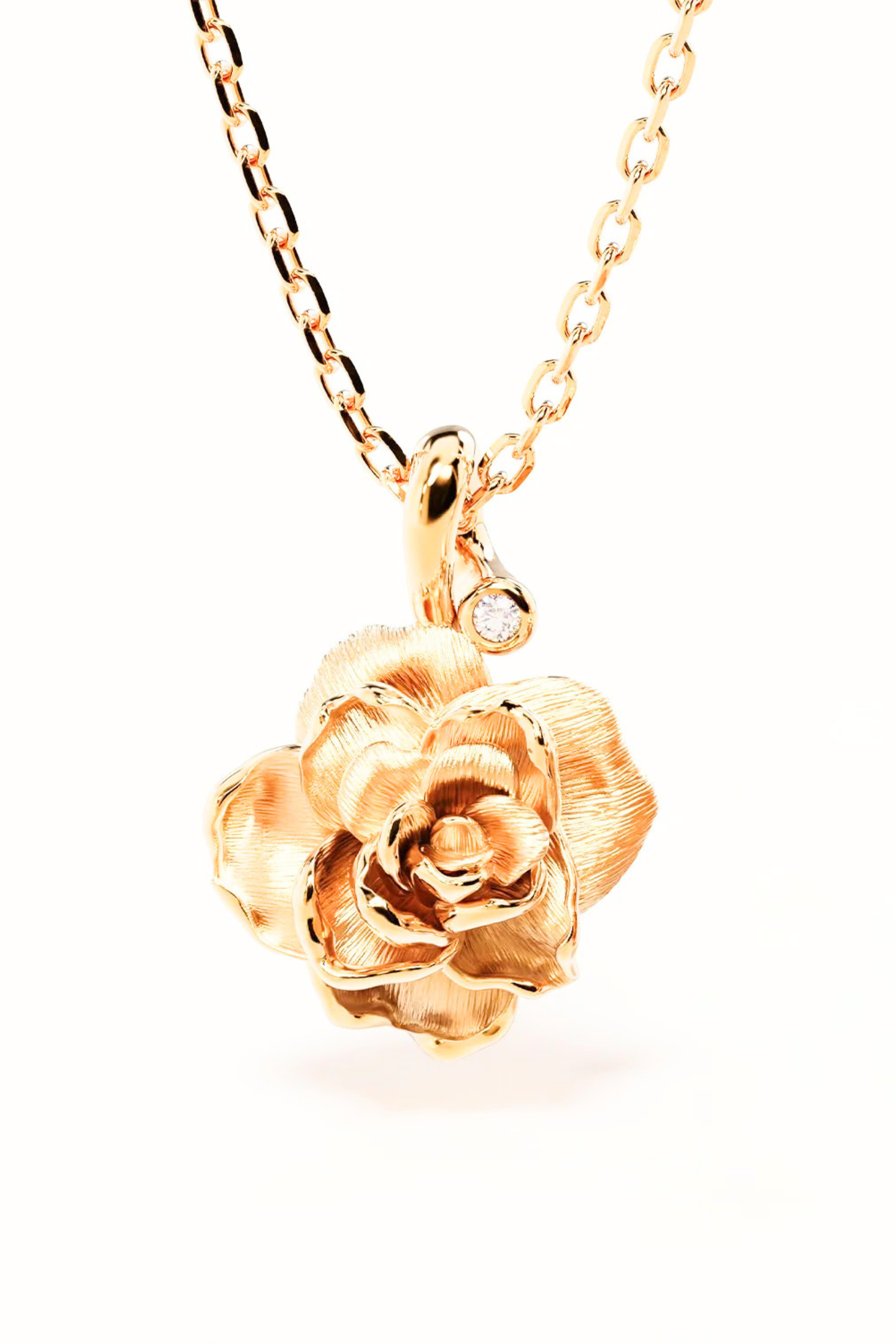 Birth Flower Necklace Rose June - Gold