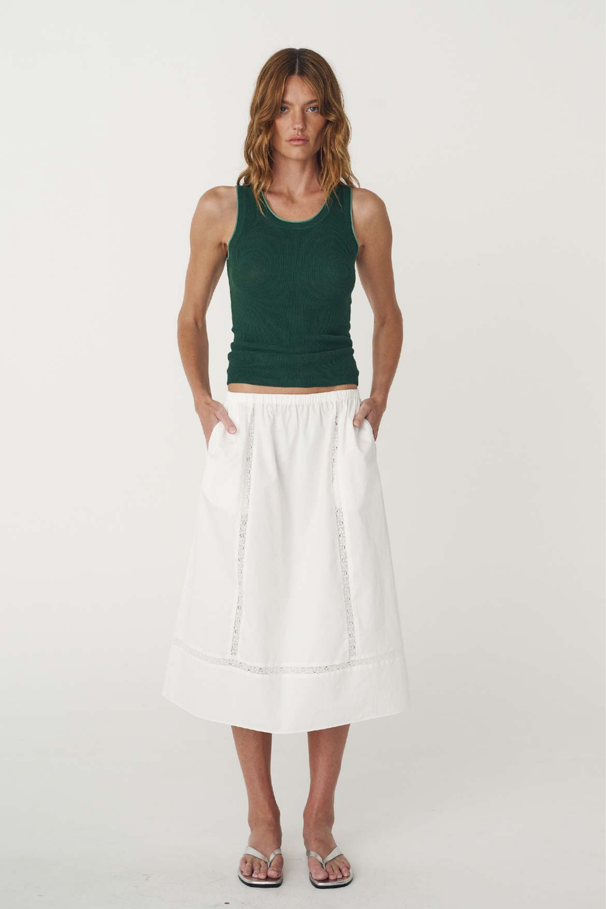 Suri Lace Midi Skirt - Bone