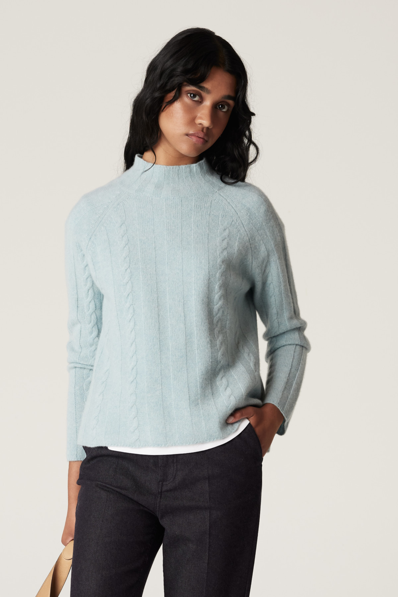 Cashwool Cable Jumper - Ice Blue