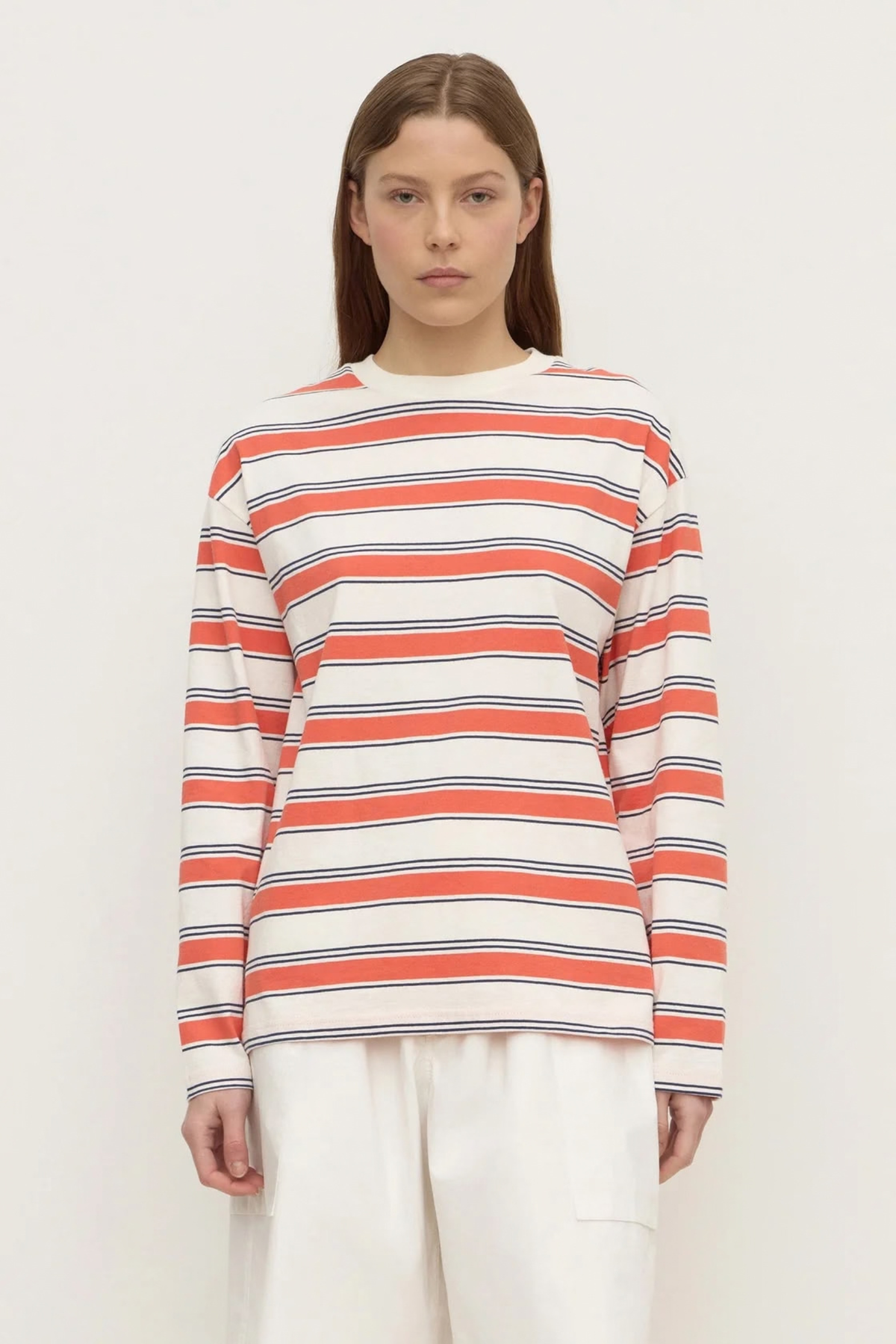 Eliana Stripe Cotton L/S Tee - Dahlia Stripe