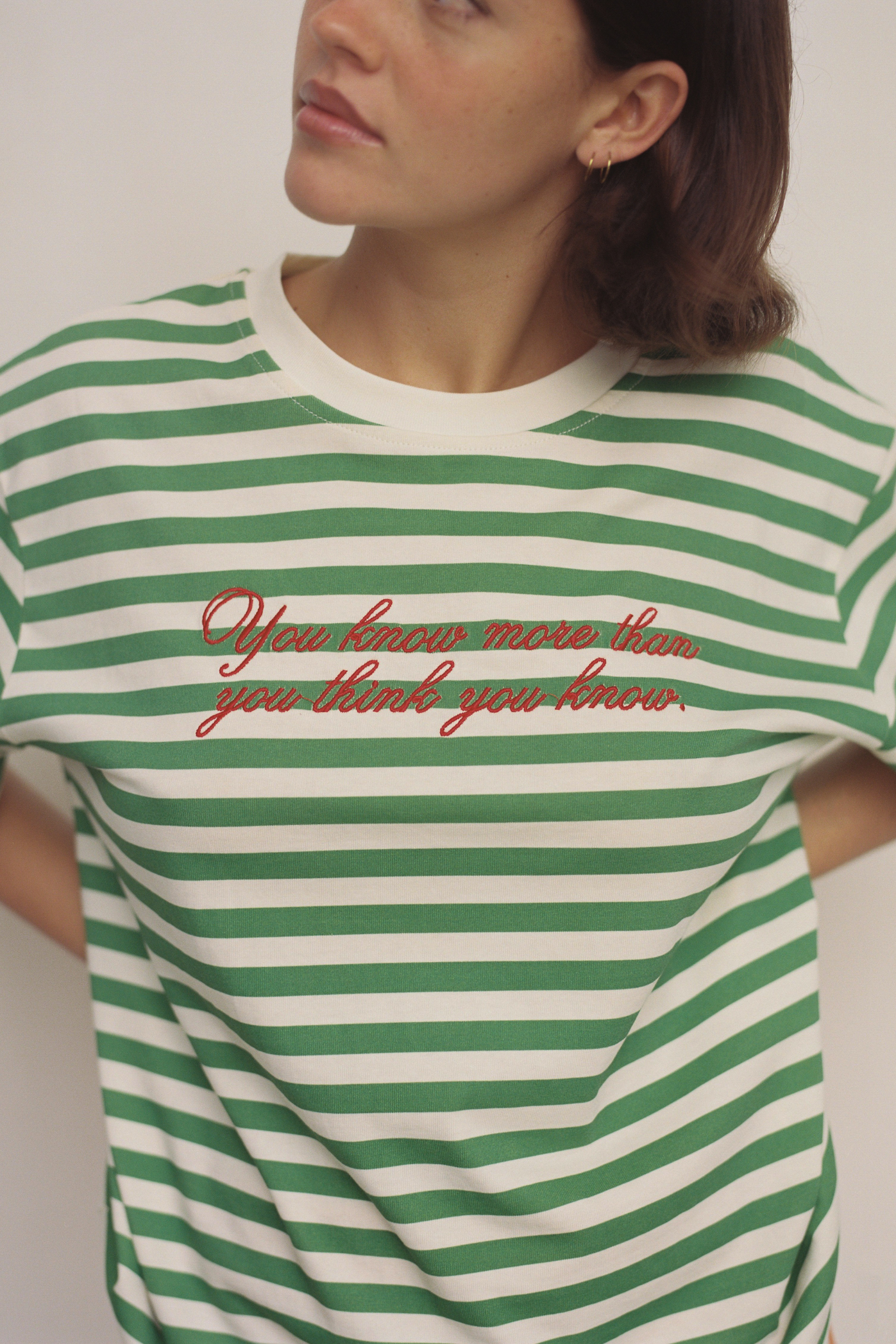 Morale Tee - Green/White Stripe