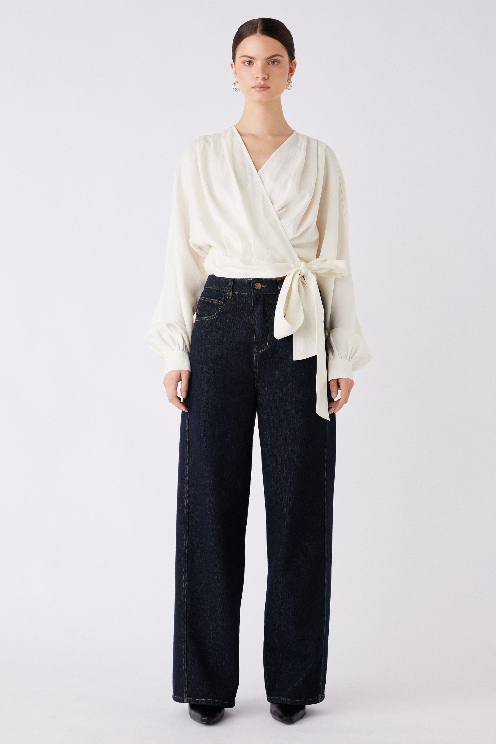 Hilton Side Tie Blouse - Ivory