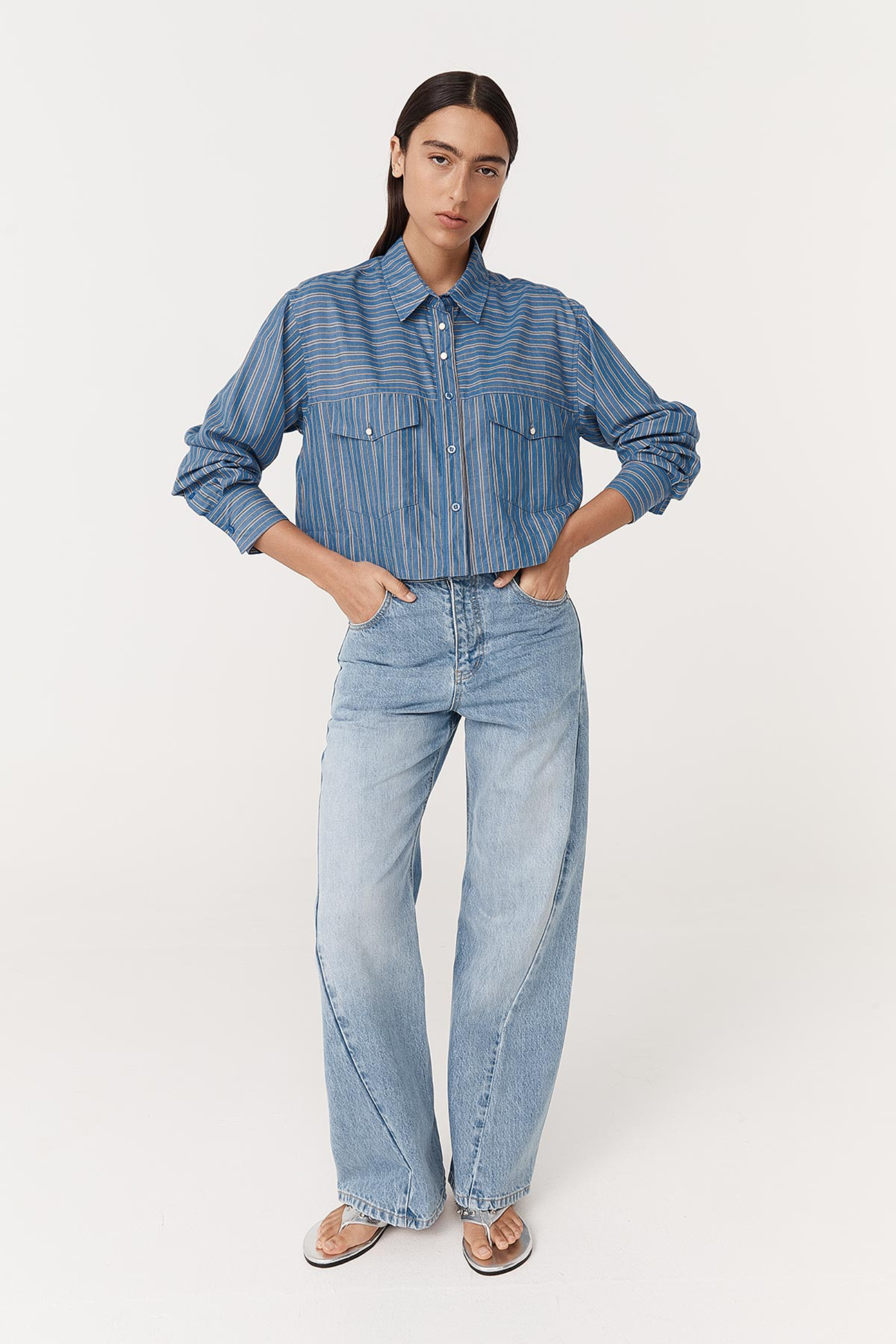 Percy Curved Seam Jeans - Faded Blue