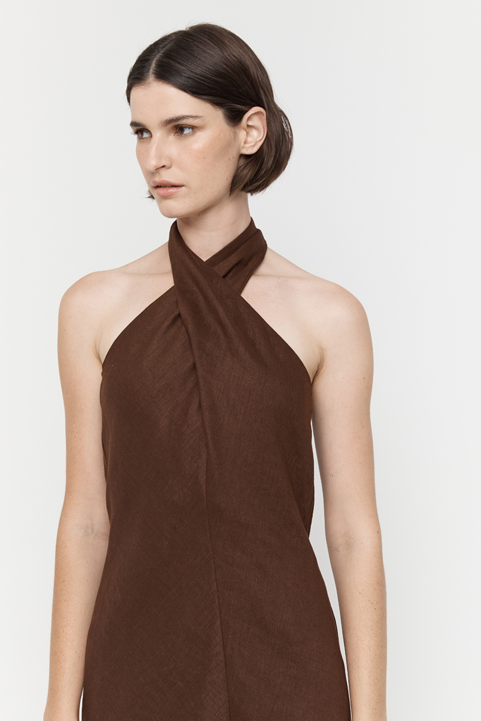 Cross Over/Halter Dress - Chocolate