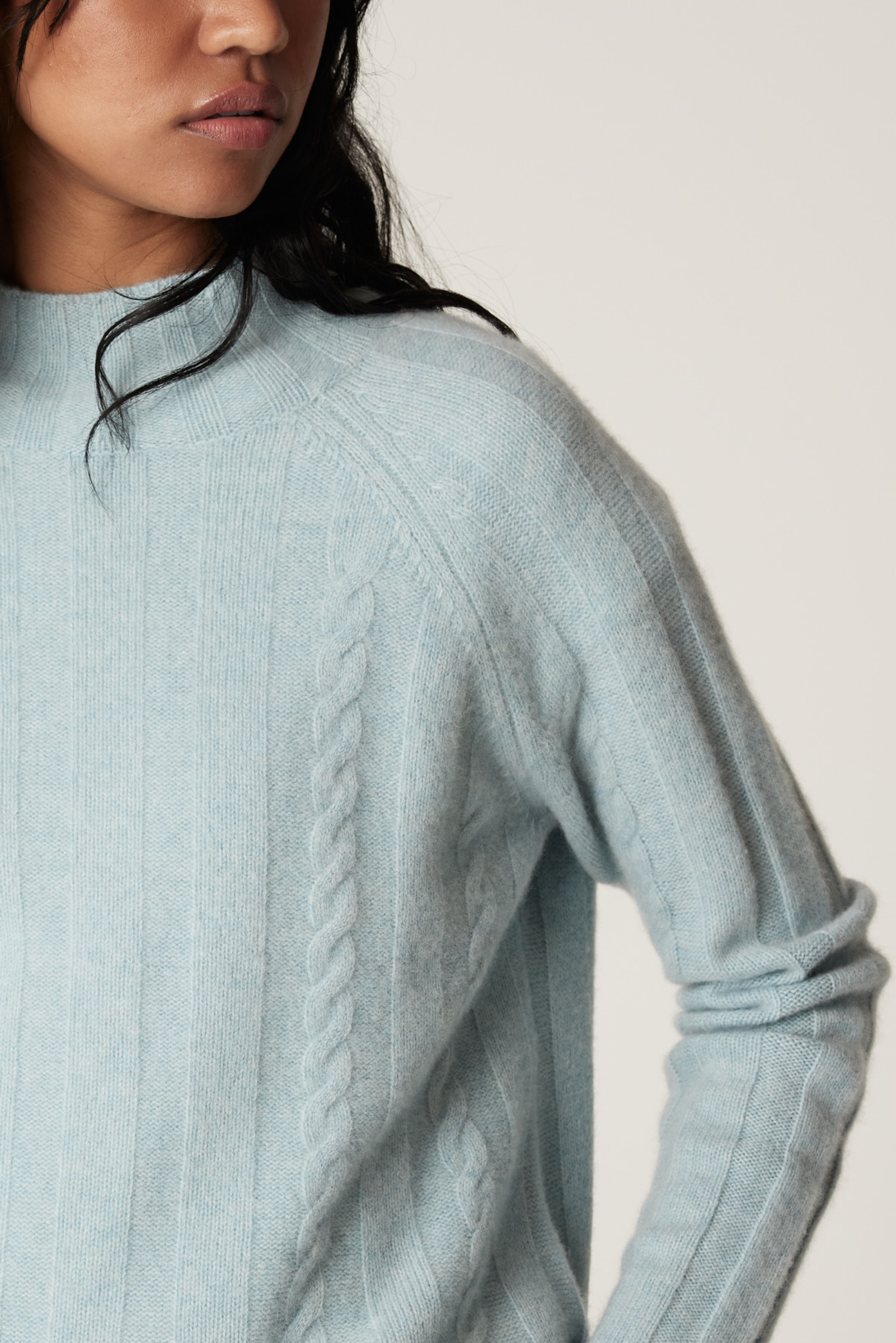 Cashwool Cable Jumper - Ice Blue