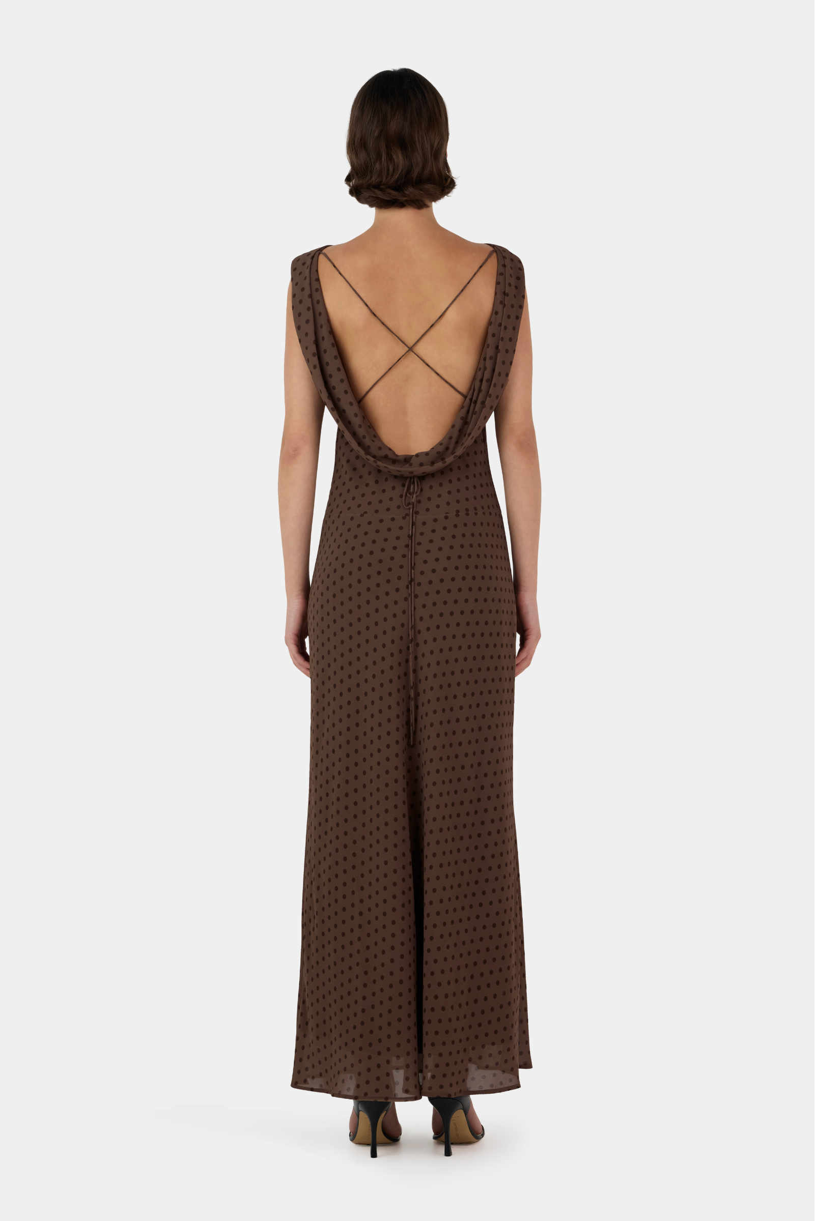 Carmela Bias Dress - Choc Polka Dot