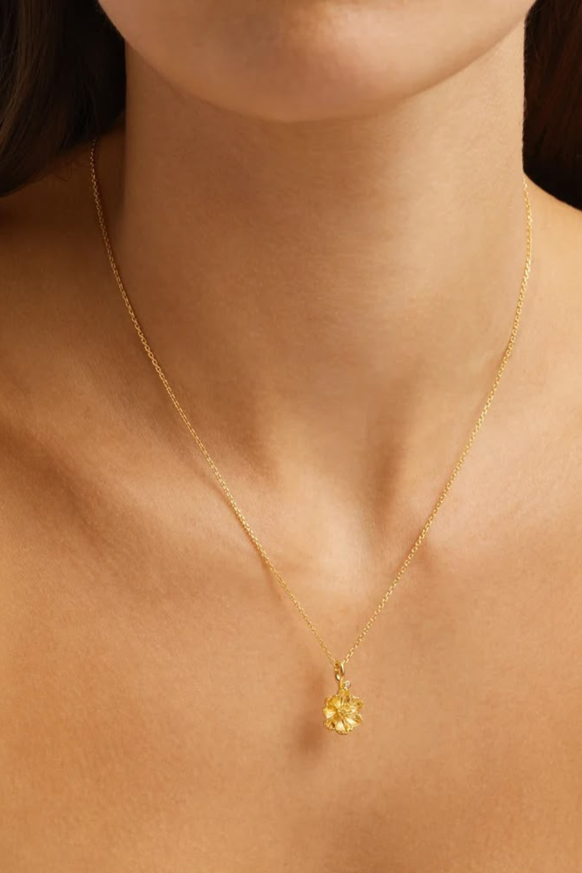 Birth Flower Necklace Poppy August - Gold