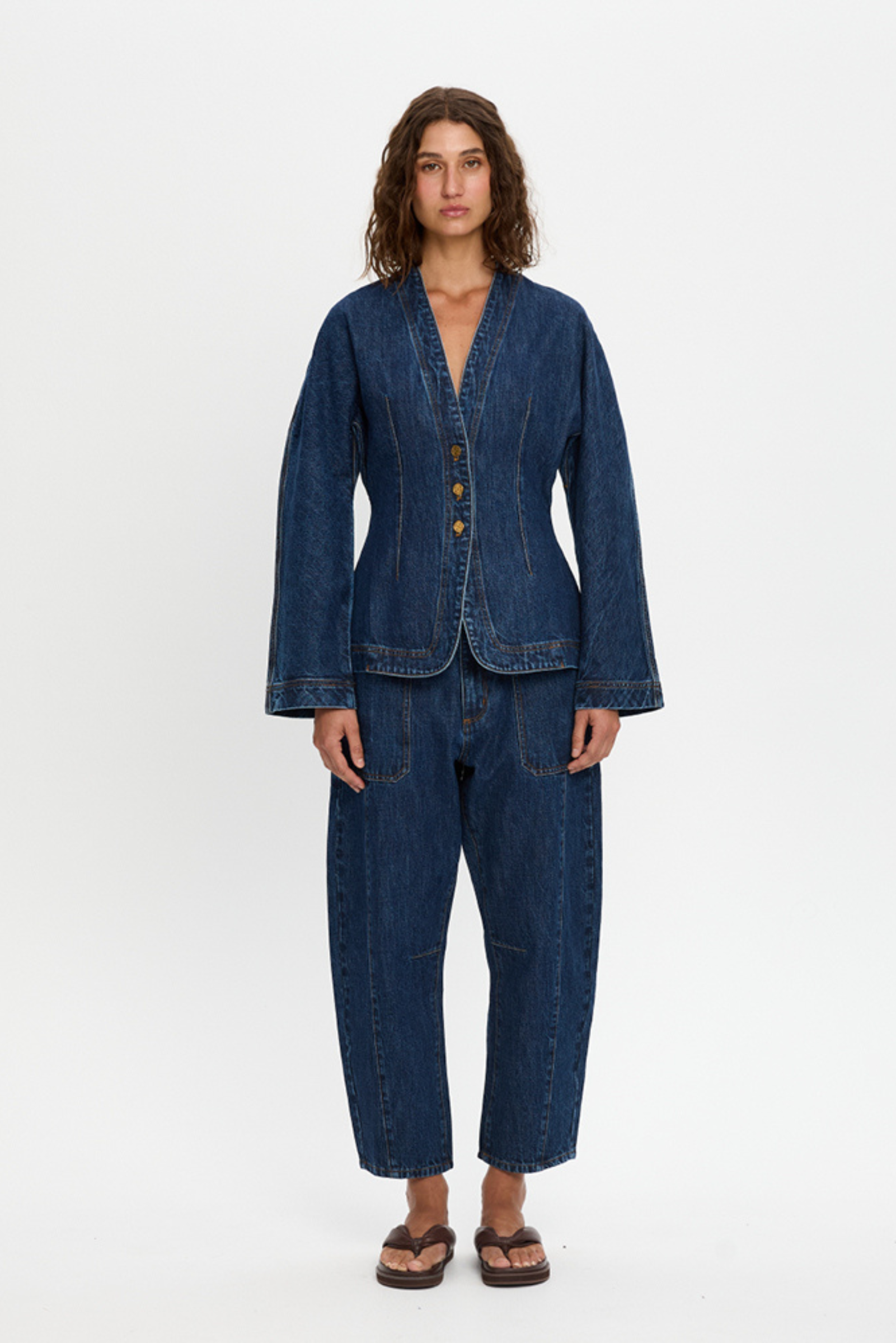 Jessica Cropped Barrel Jeans - Dark