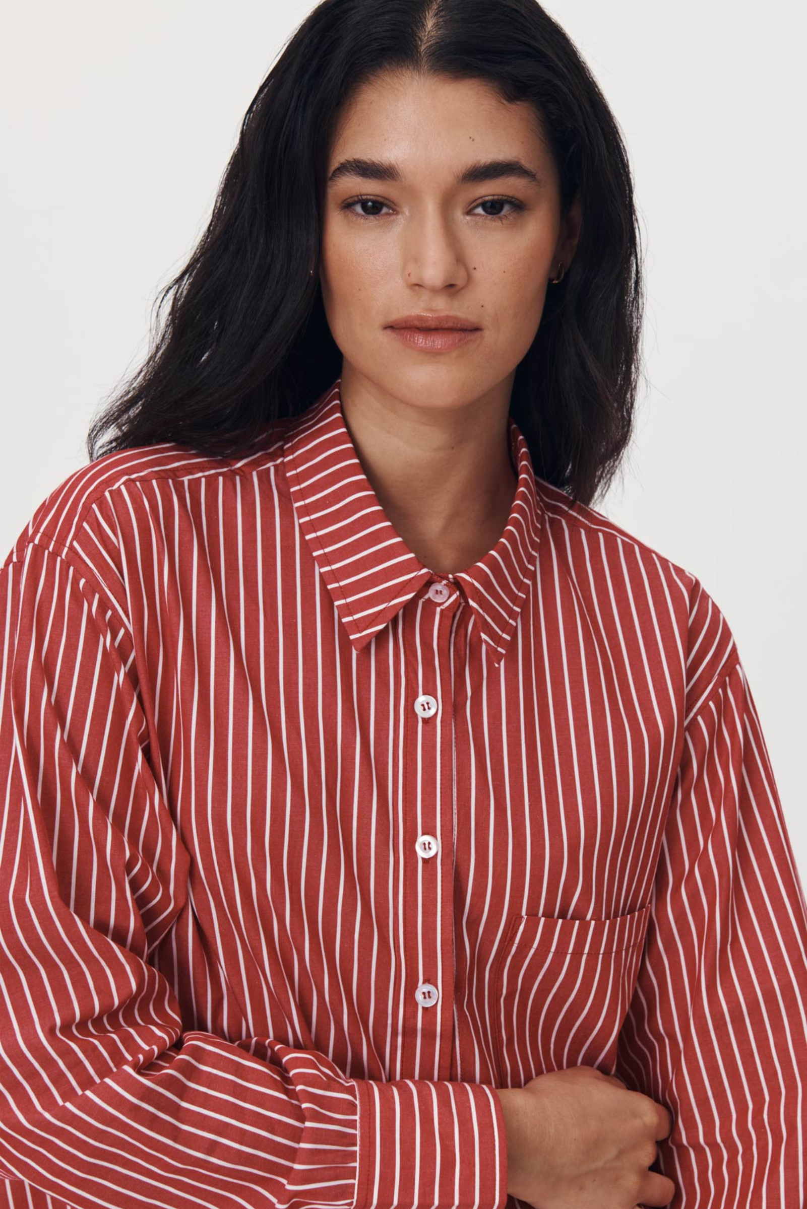 Ramona Stripe Long Sleeve Shirt - Red