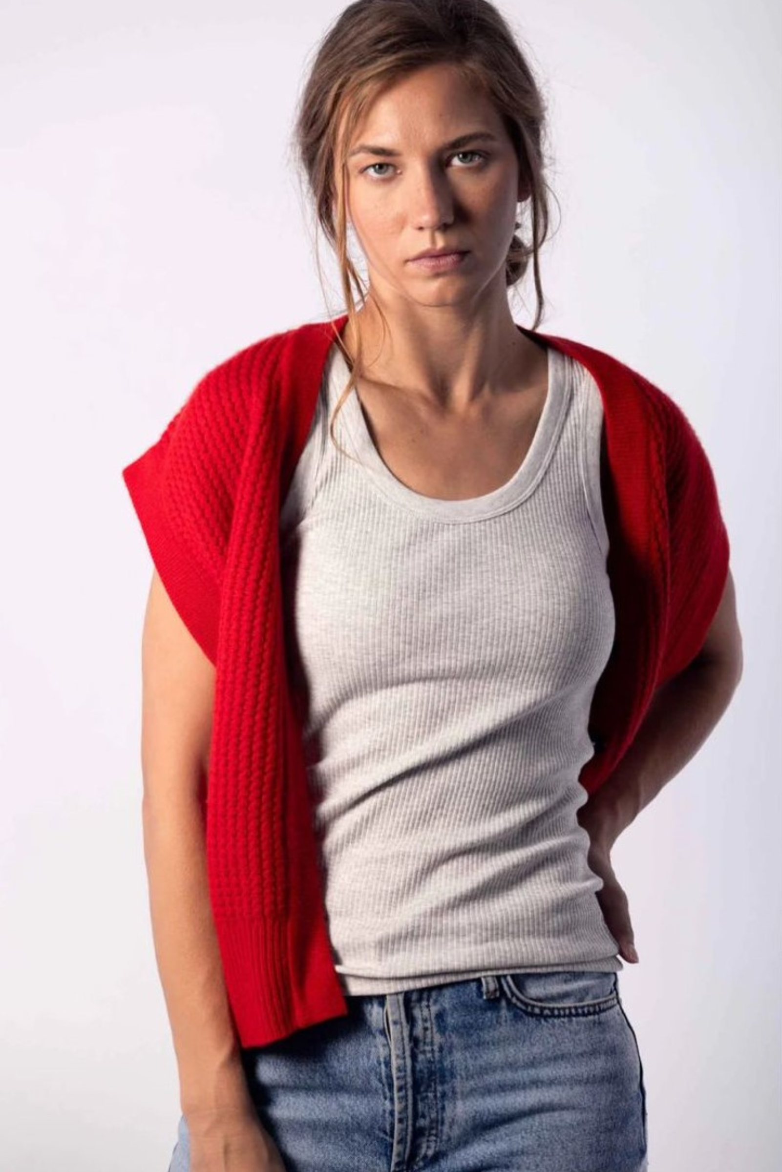 Sleeveless Cardigan - Red