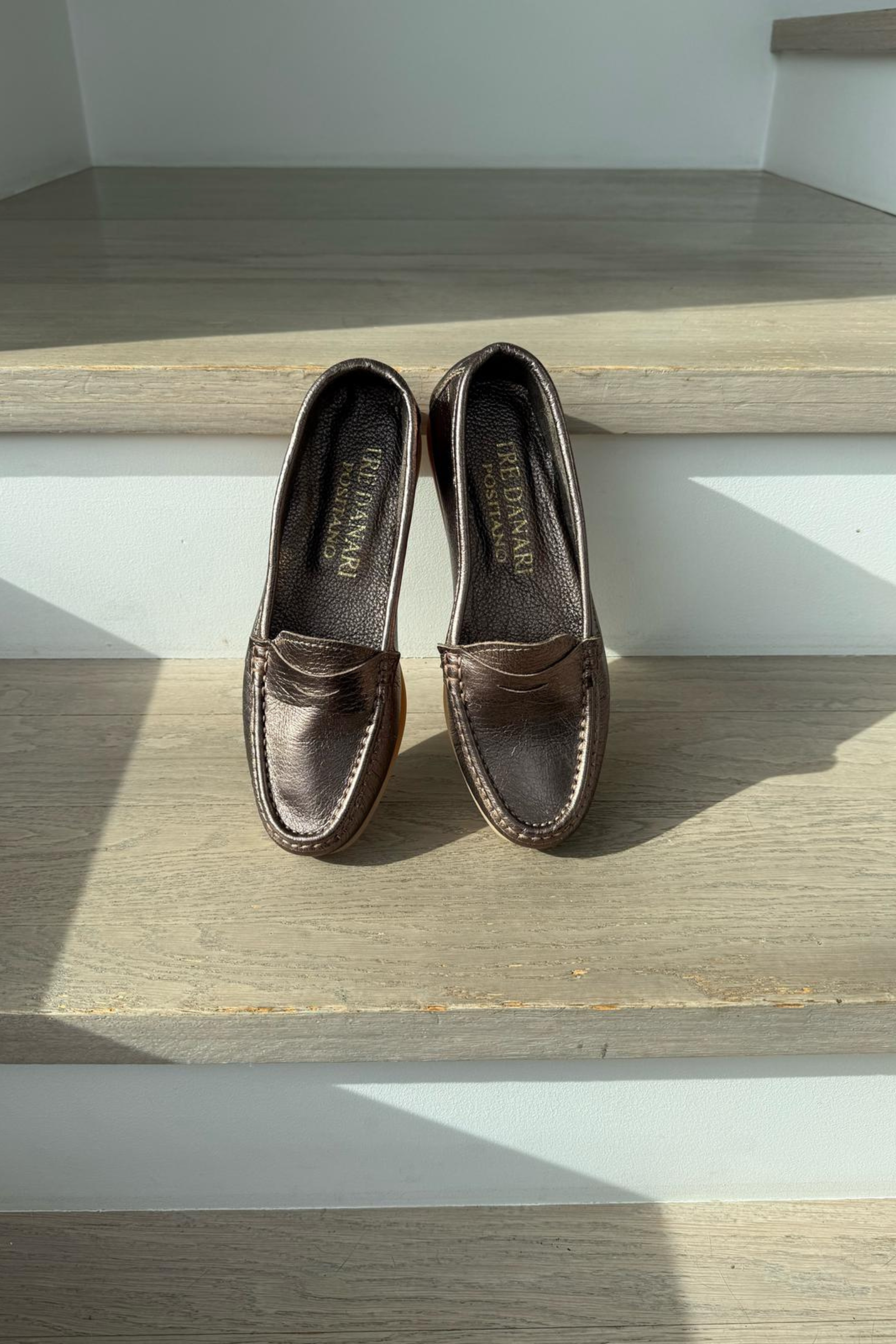 Italian Leather Loafers - Bronze