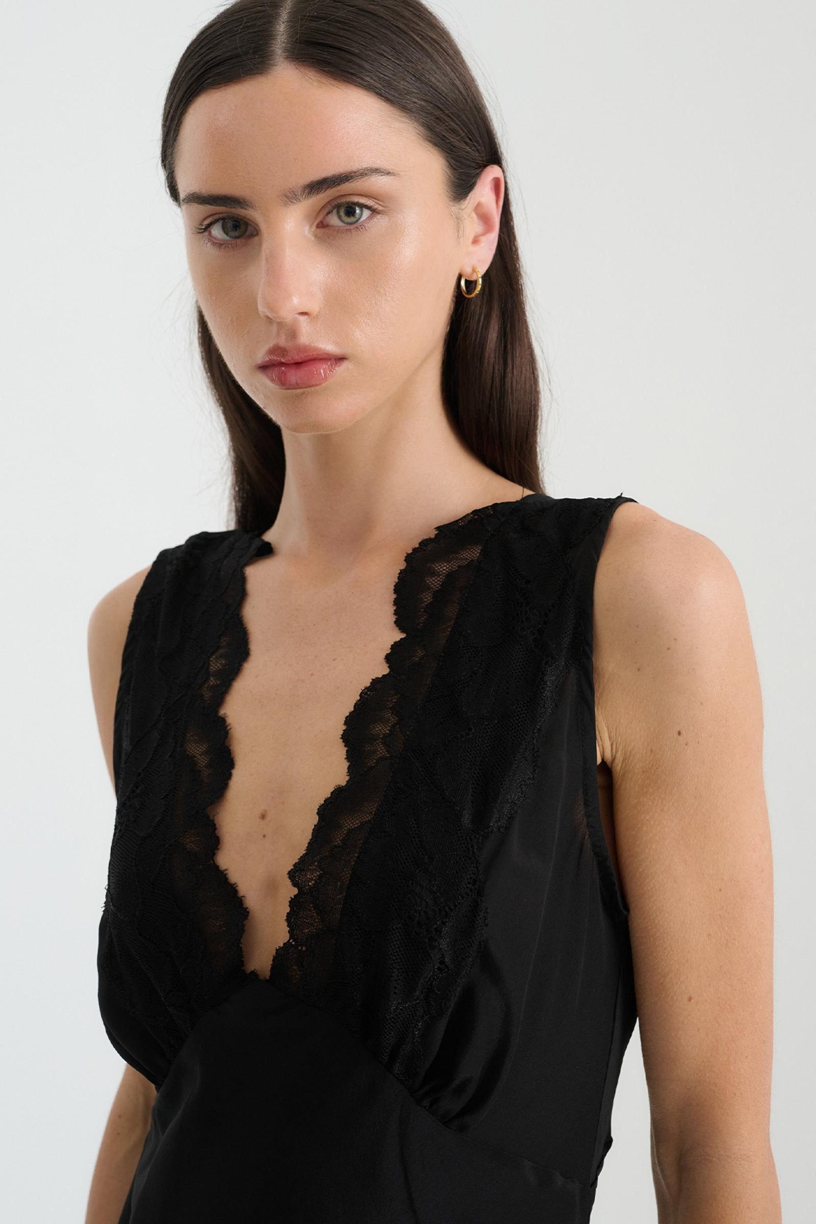 Annie Silk Midi Dress - Black