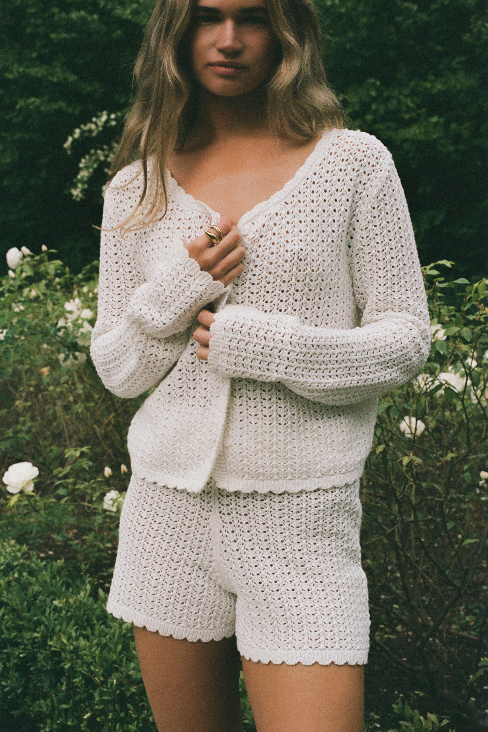 Pointelle Cardigan - Seashell