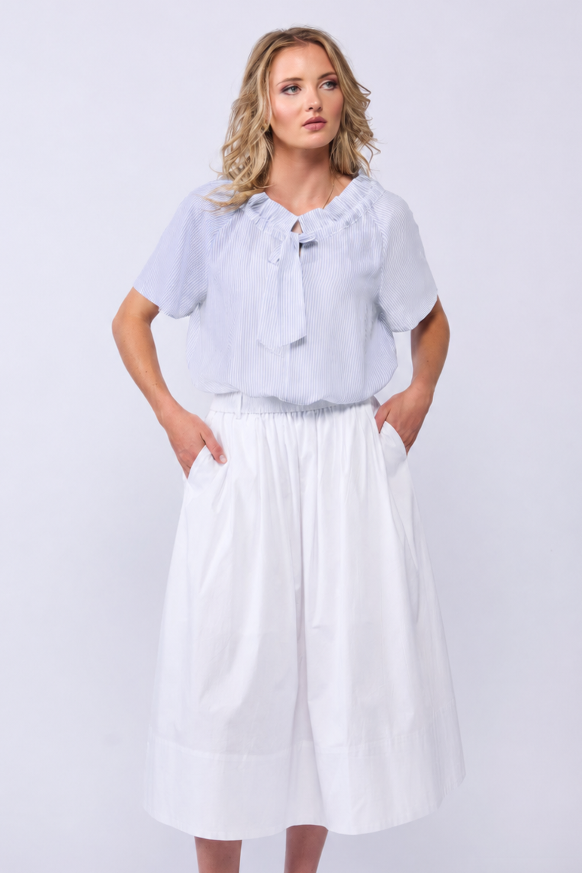 Esme Blouse - Powder Stripe
