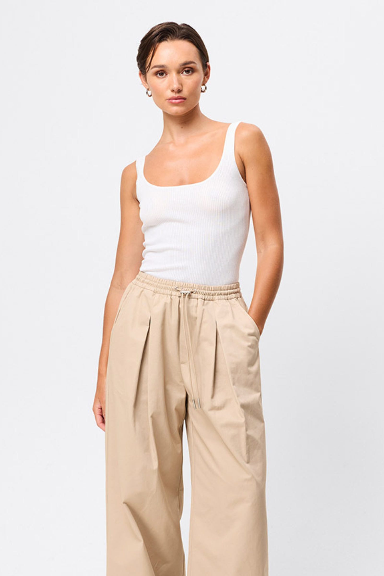 Fine Line Knit Tank - White
