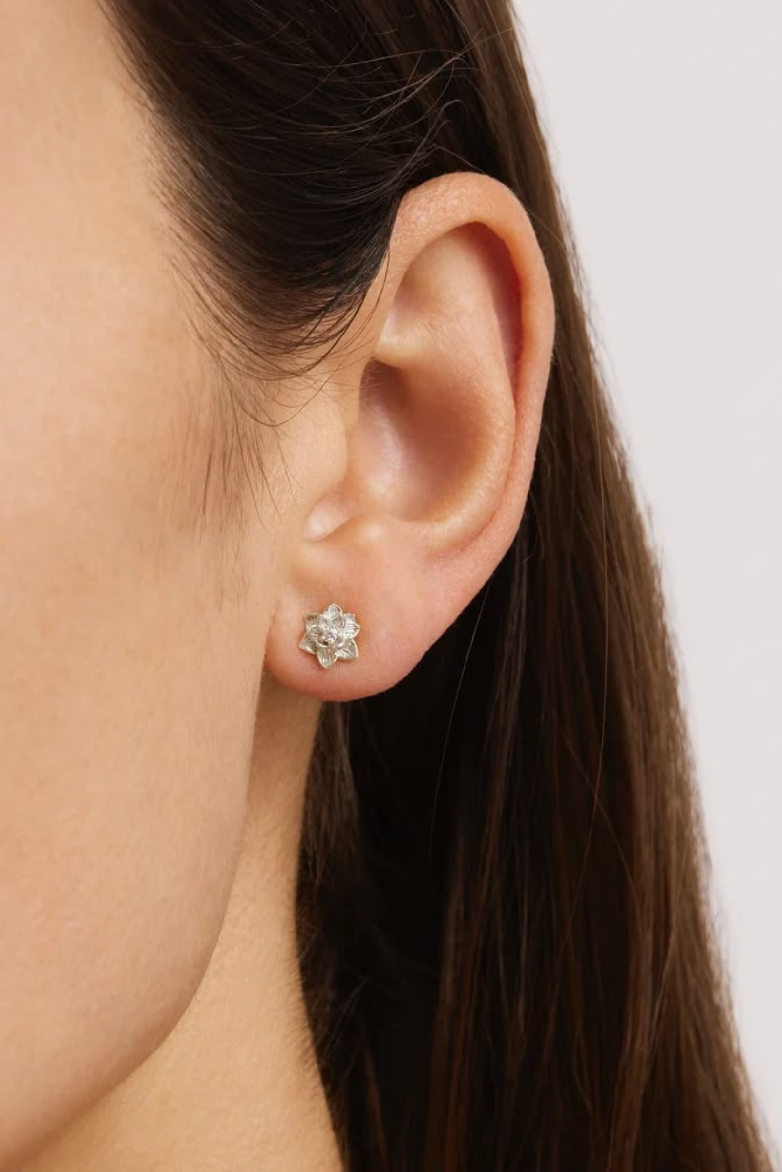 Bloom Within Lotus Studs - Silver