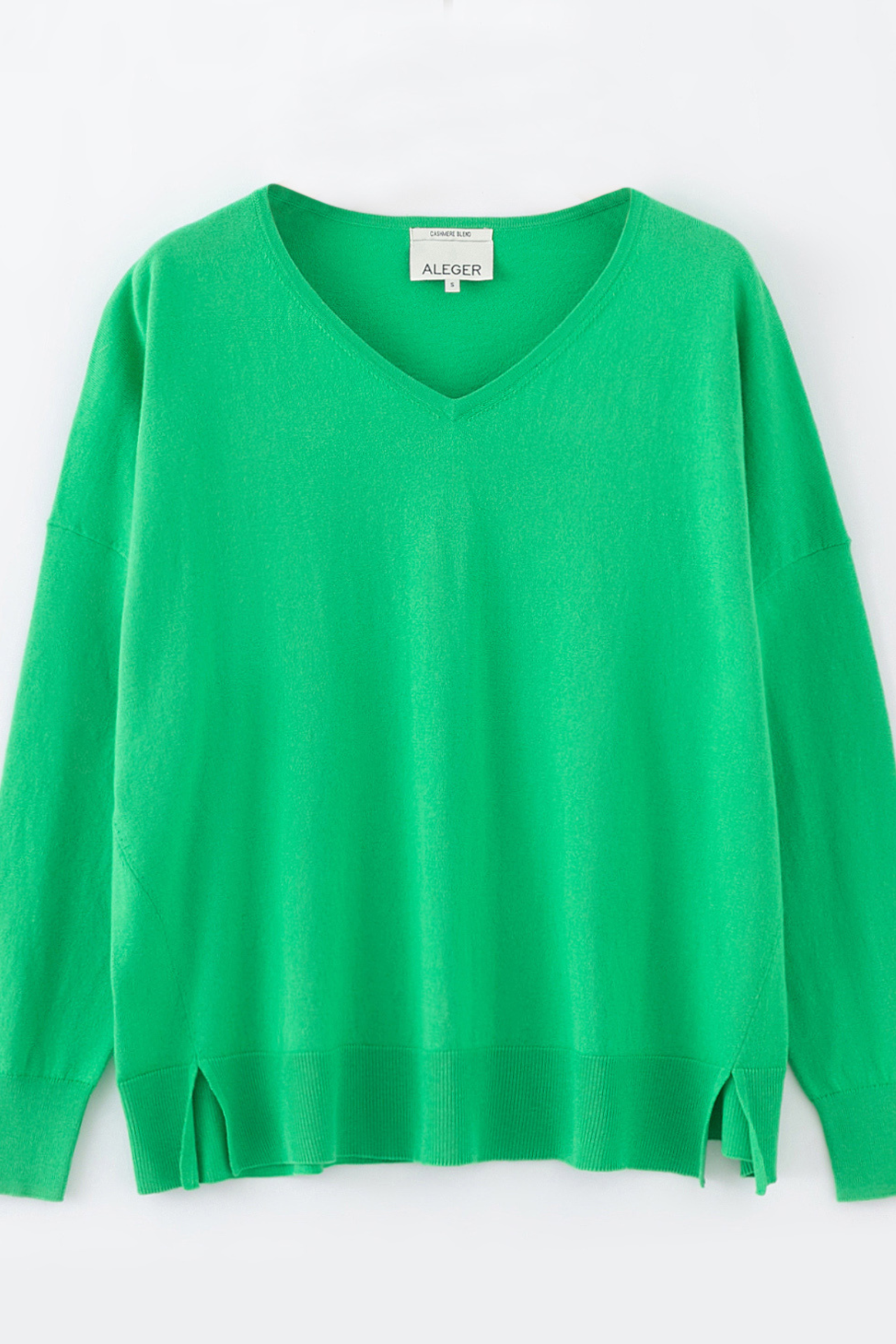 Cotton Cashmere V Neck Knit - Kelly Green