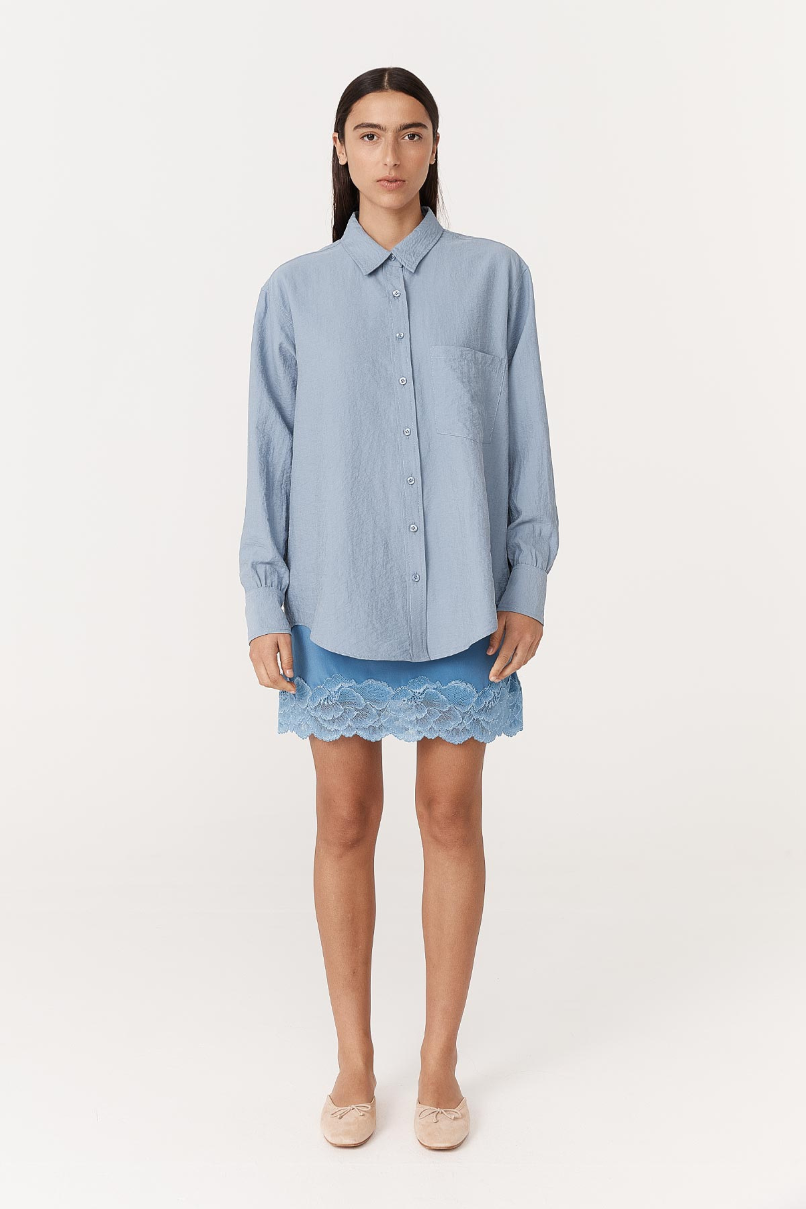 Ramona Silk Shirt - Periwinkle