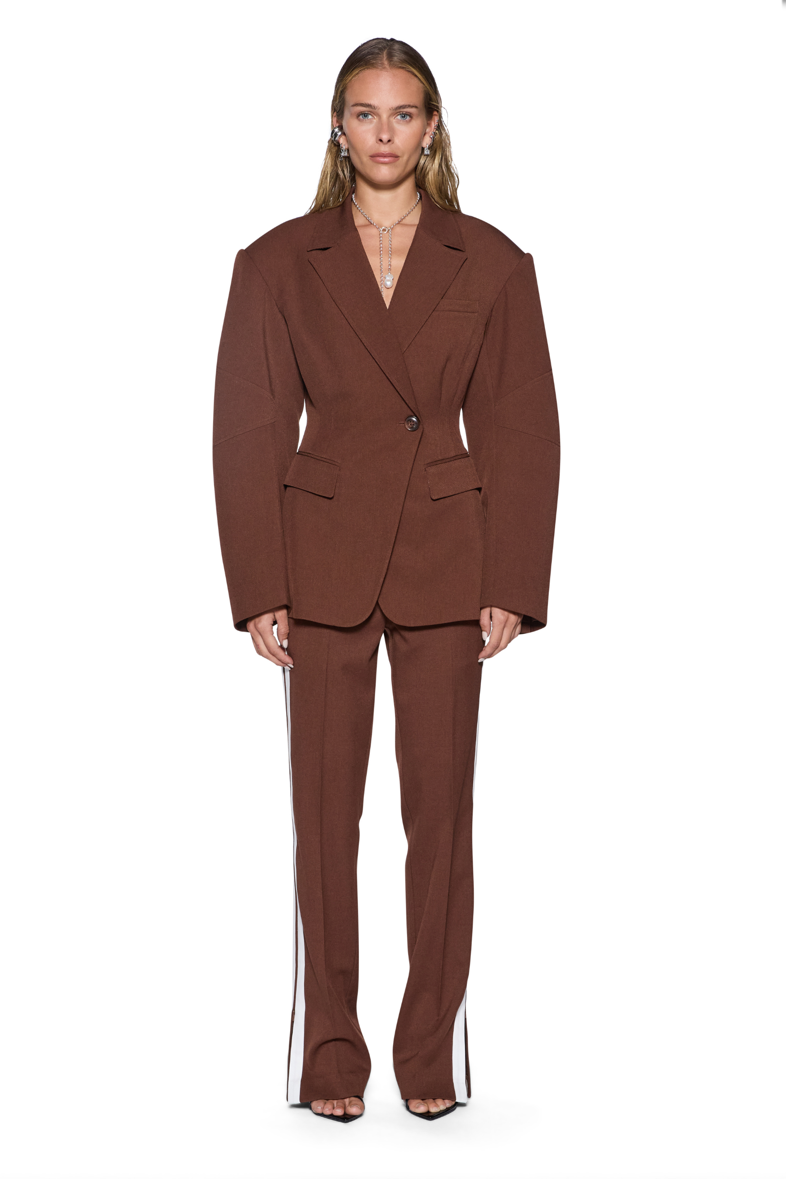 Dare Cinched Blazer - Chocolate