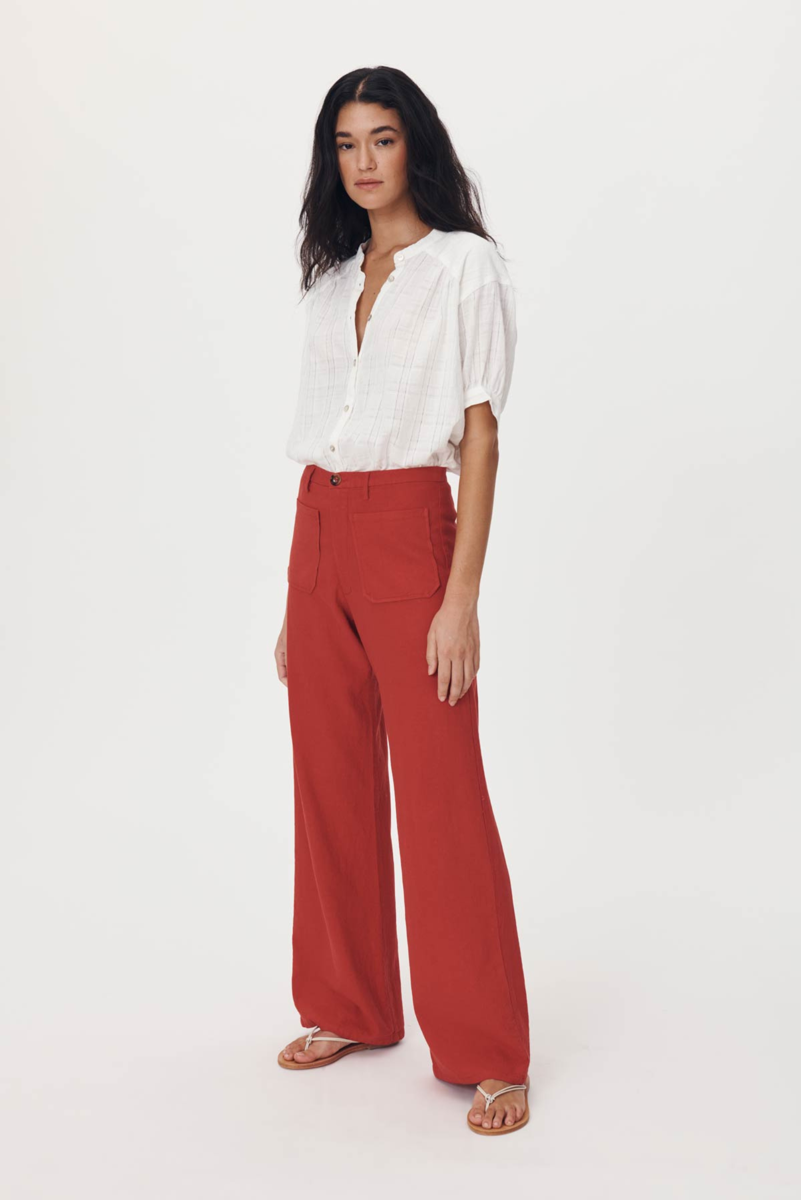 Paige Linen Pants - Red