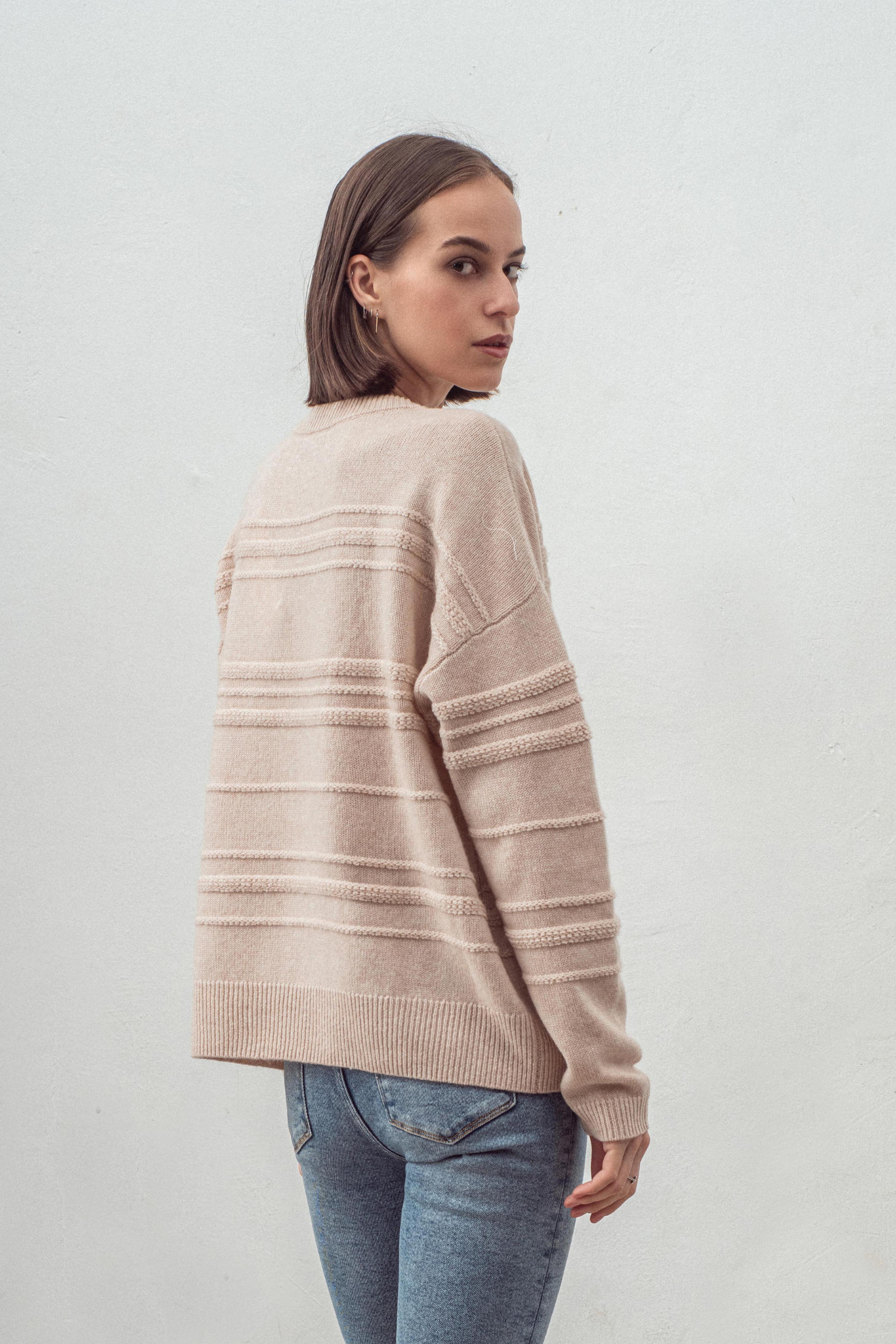 Cashmere Blend Pullover N330W - Shell Beige