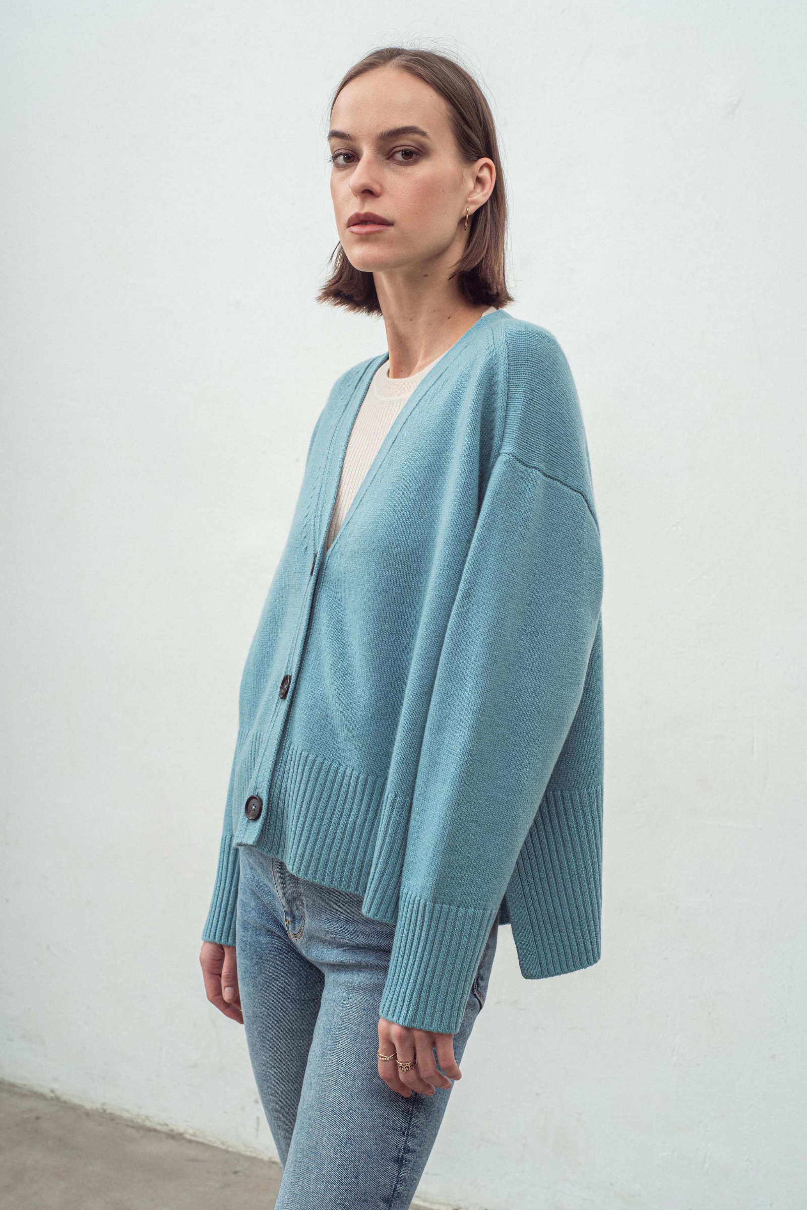 Cashmere Blend Cardigan N.99W - Sicily Blue