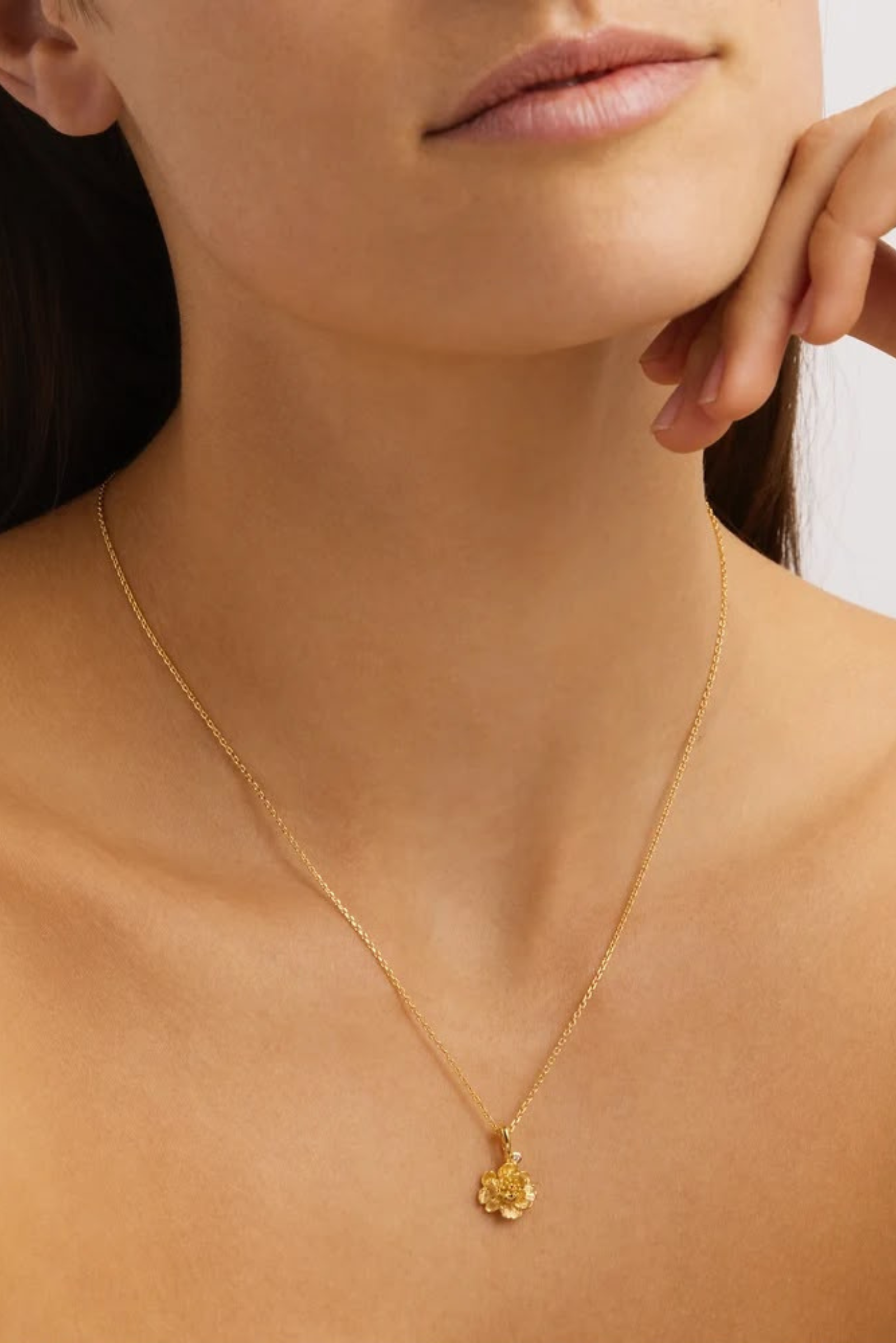 Birth Flower Necklace Peony November - Gold