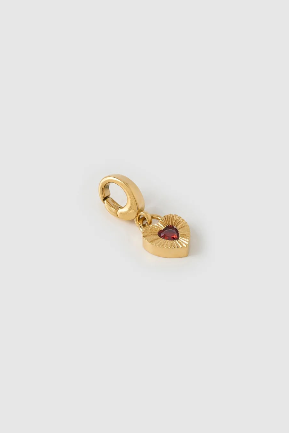 Ruby Heart Charm - Gold