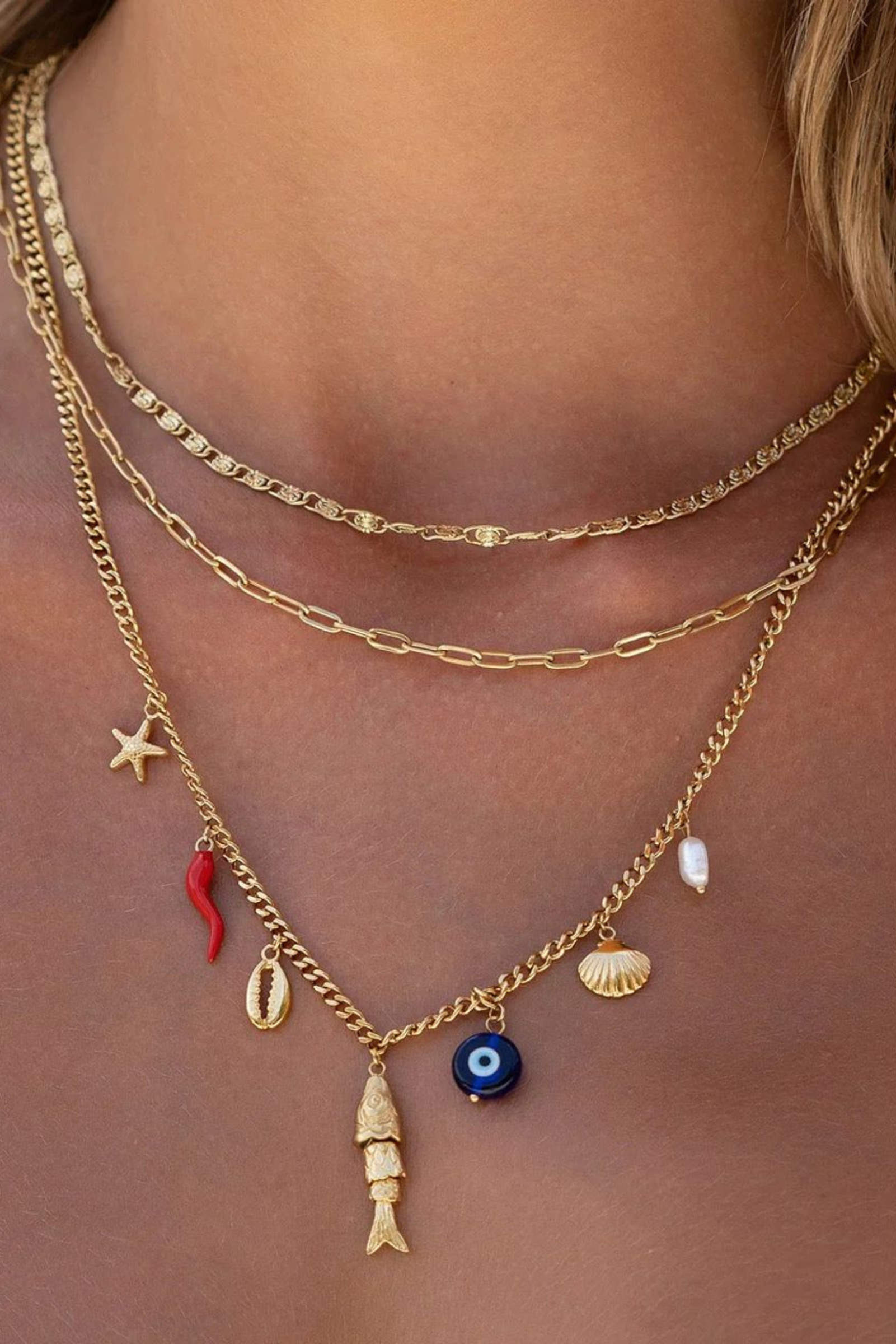 Oceanus Charm Necklace - Gold
