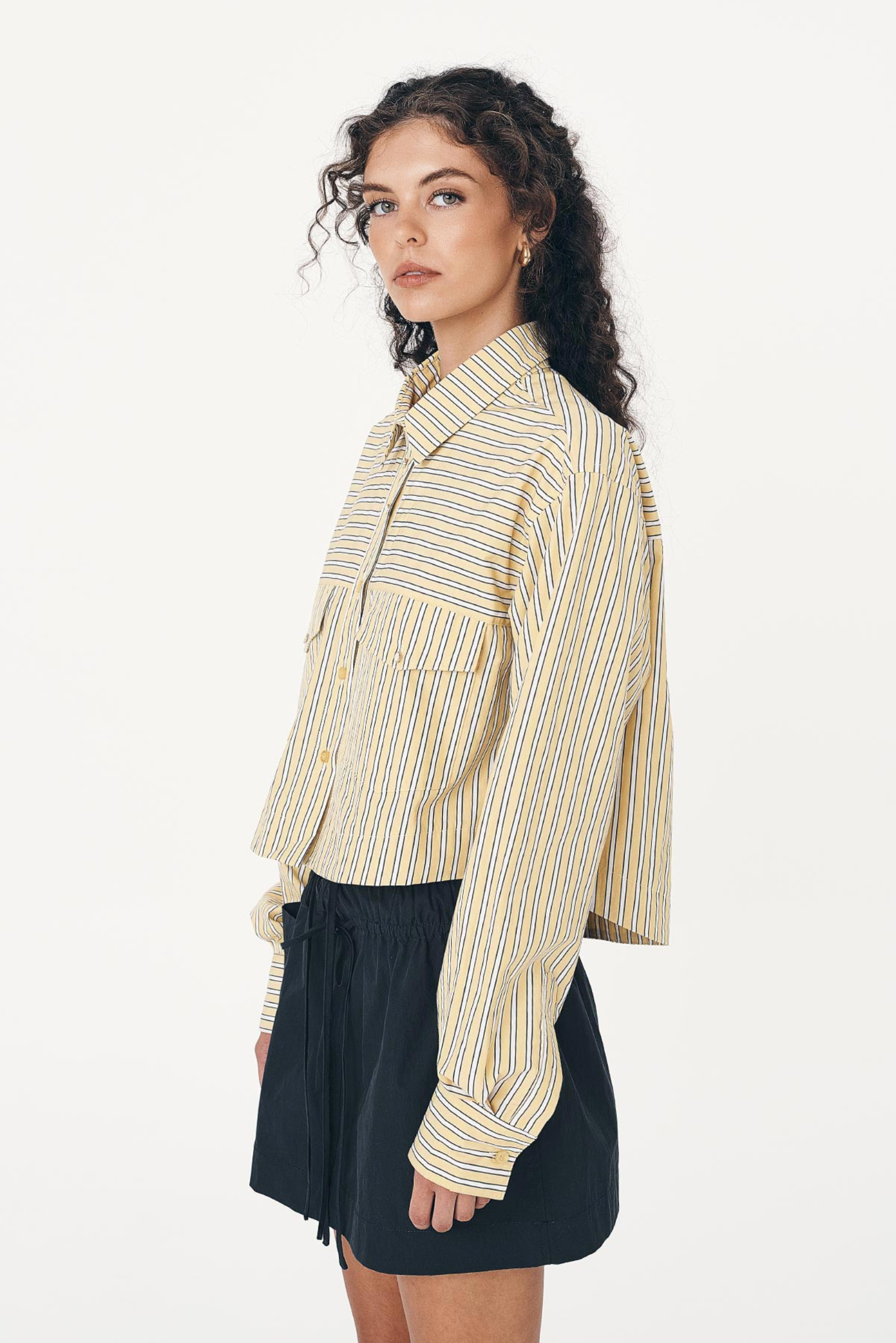 Cole Stripe Crop Shirt - Sunflower