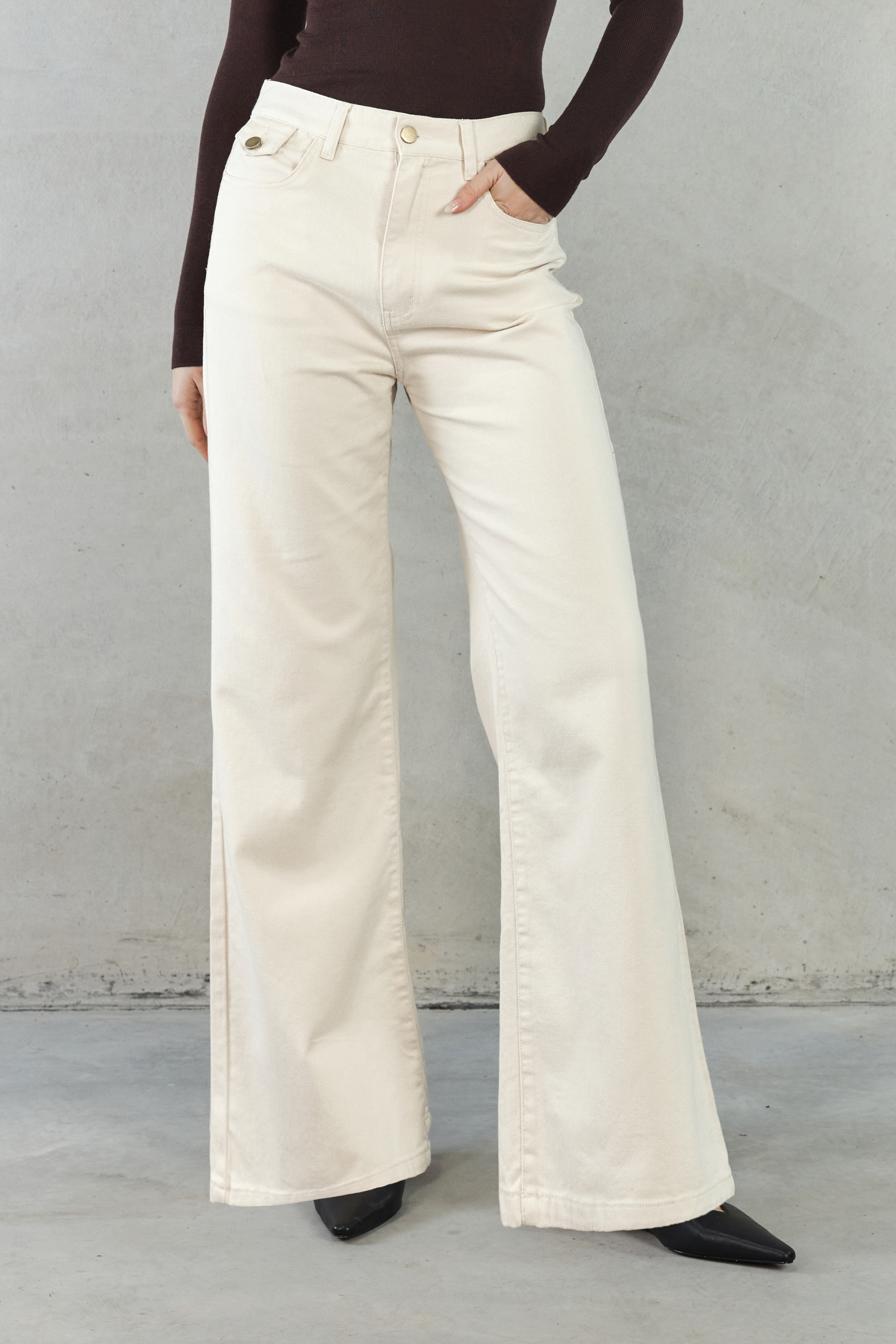 Josefina Denim Pants - Cream