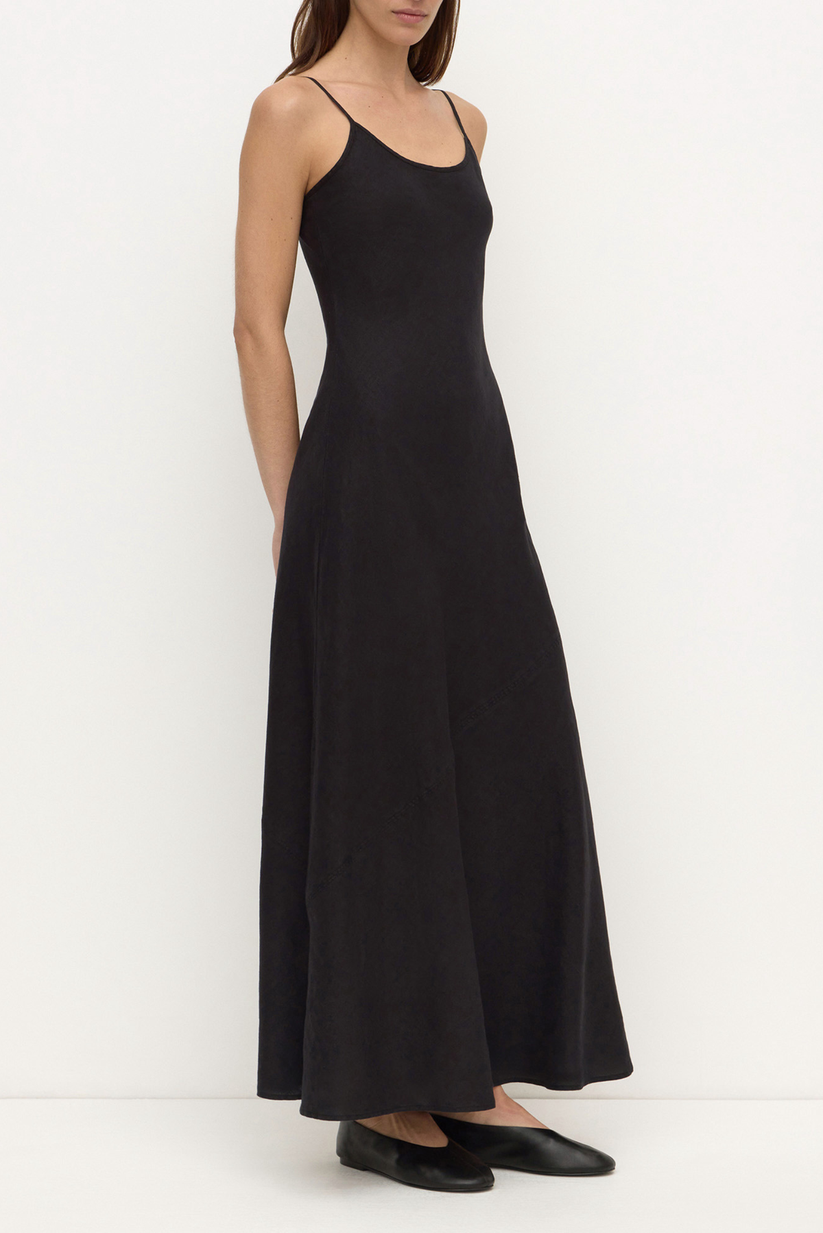 Colette Linen Slip Dress - Black