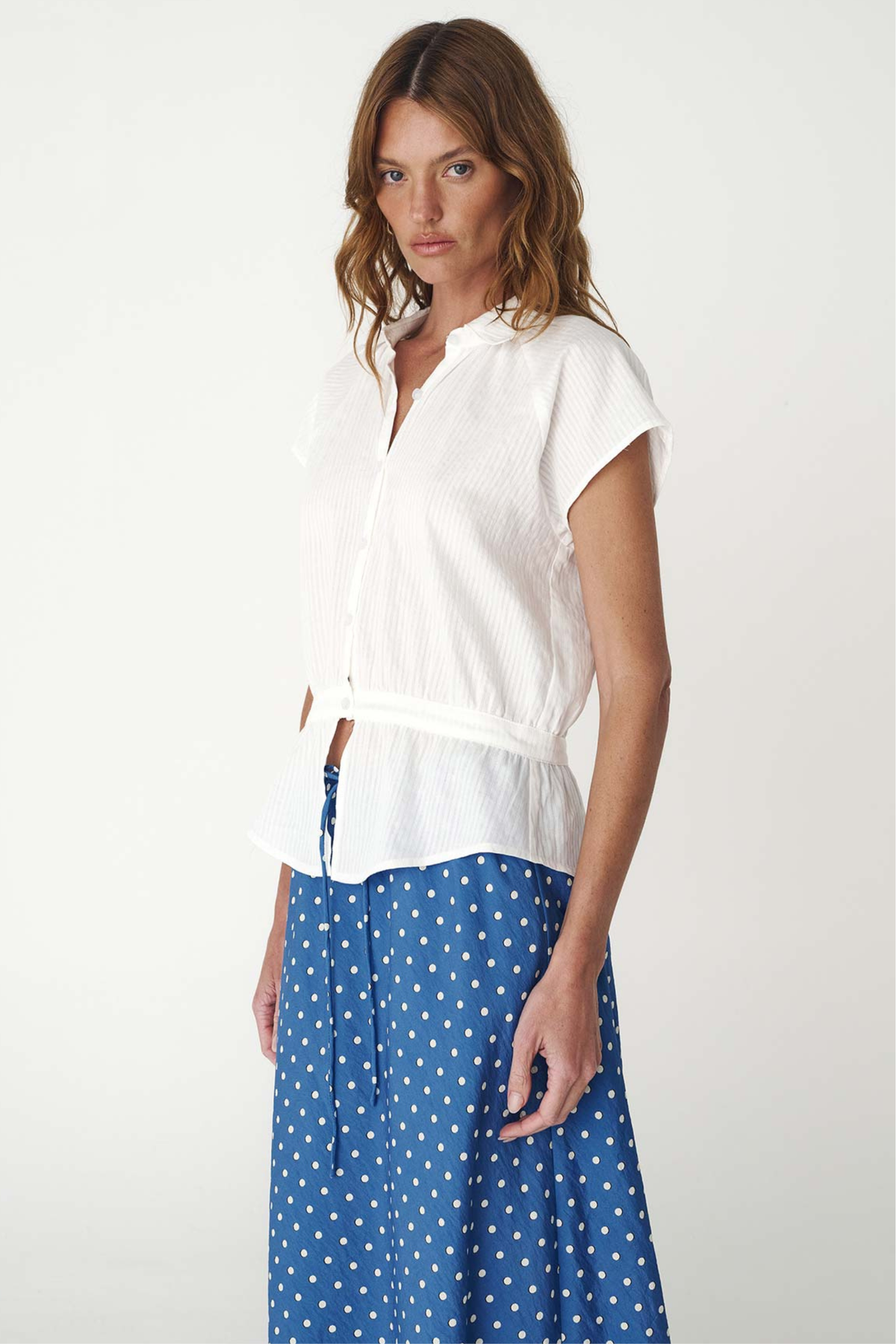 Allie Peplum Blouse - Bone
