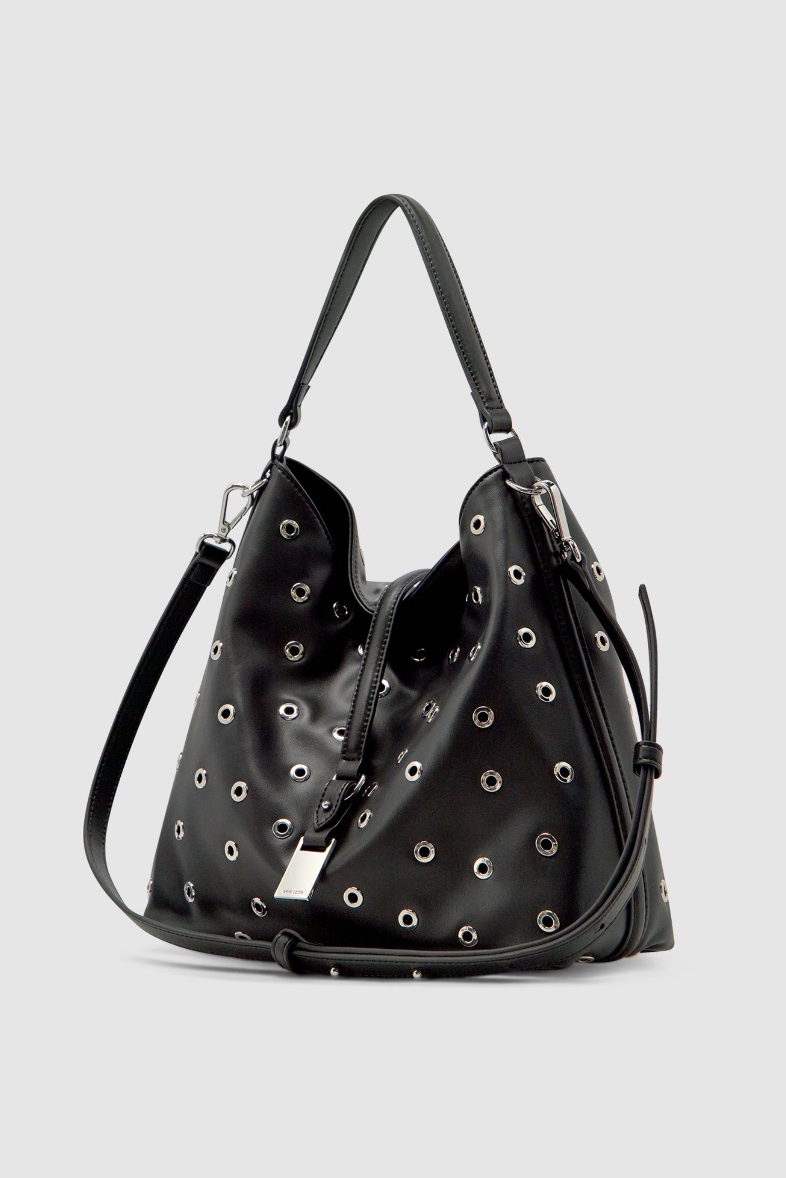 Josie Eyelet Bucket Bag - Black