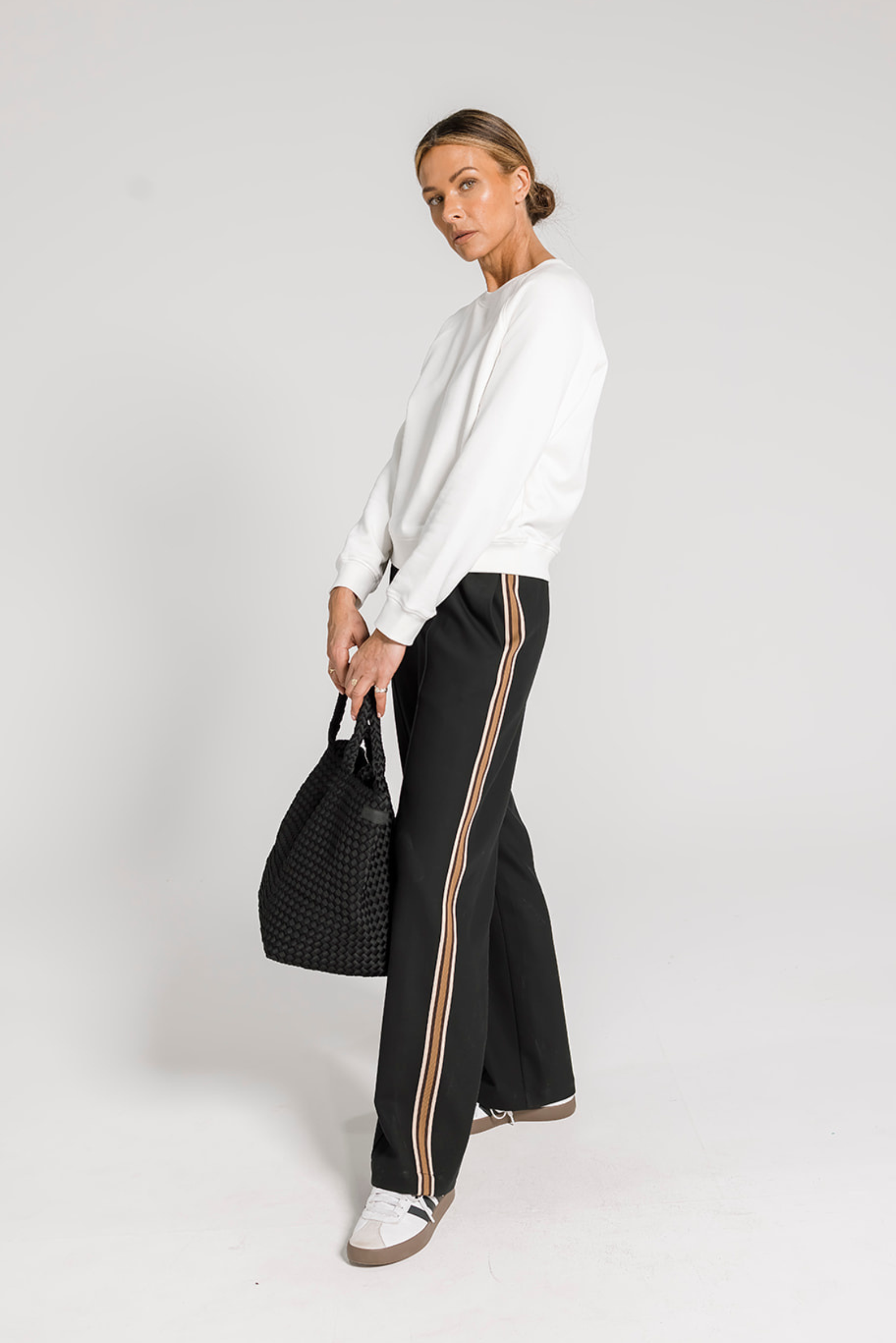 Riley Pants - Black & Coffee Stripe