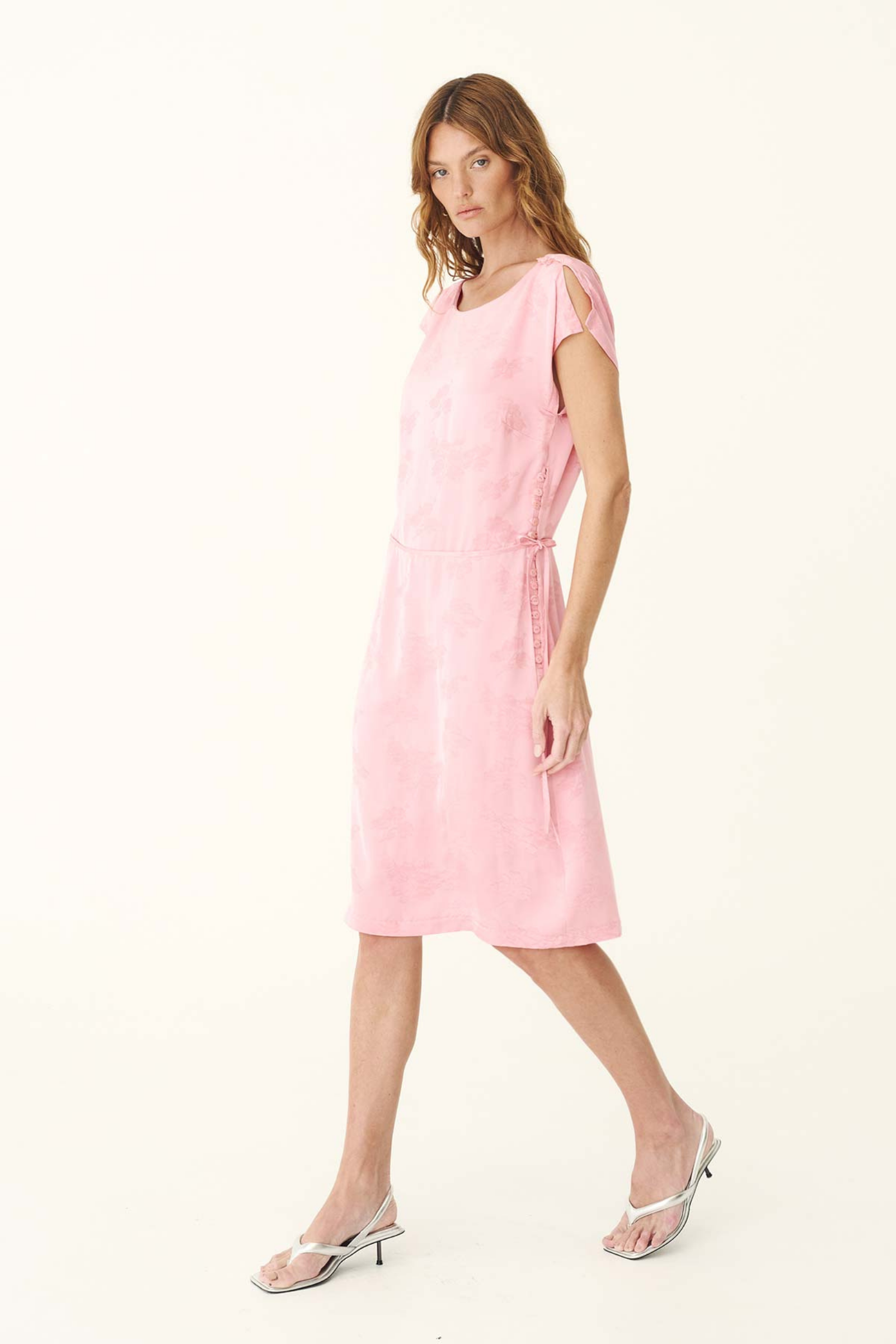 Carla Jacquard Midi Dress - Petal Pink