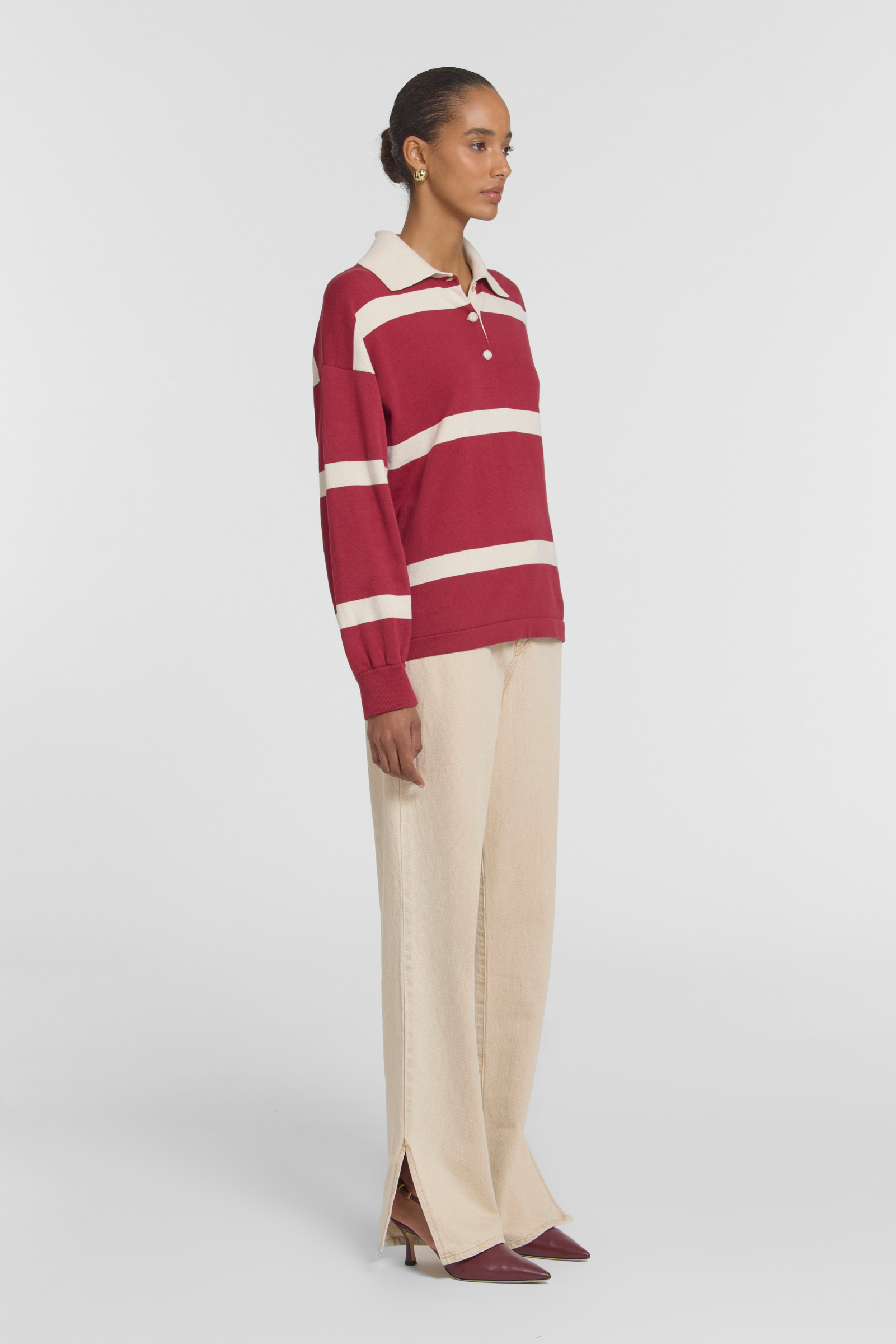Rival Polo Knit - Scarlet Stripe