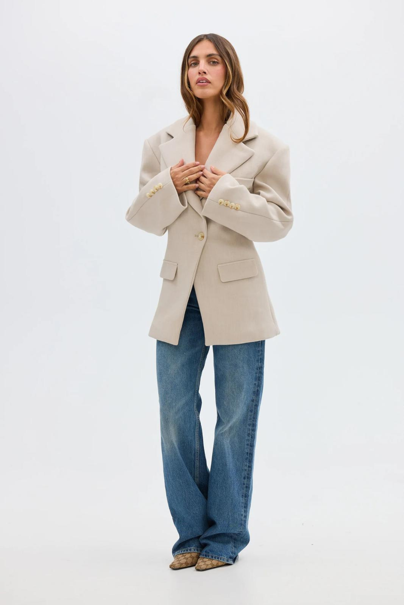 Cinched Blazer - Dove Grey