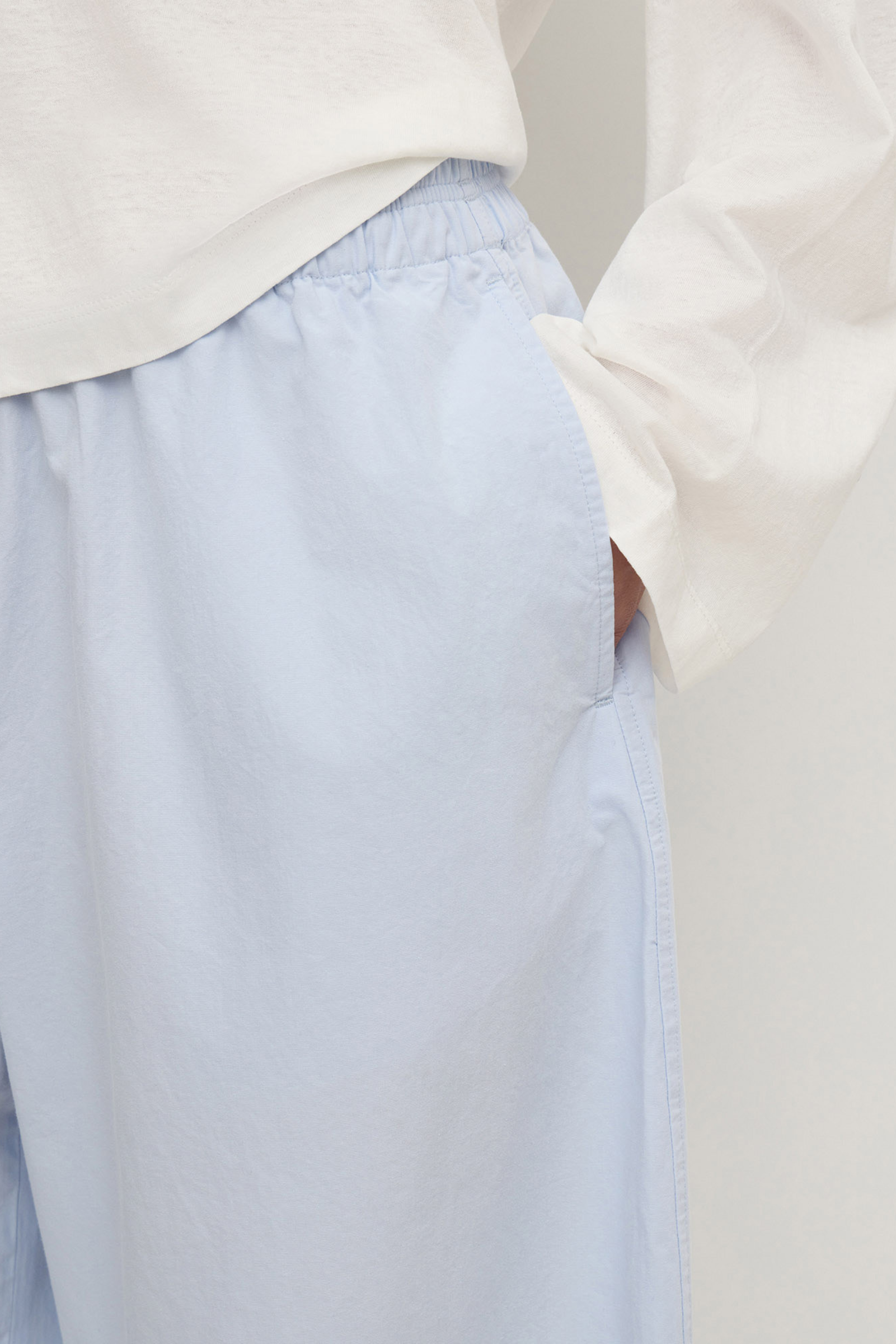 Elaine Washed Cotton Pants - Powder Blue