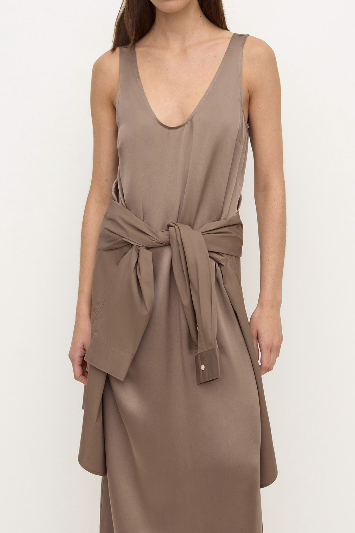 Pippa Silk Tank Dress - Dark Sand