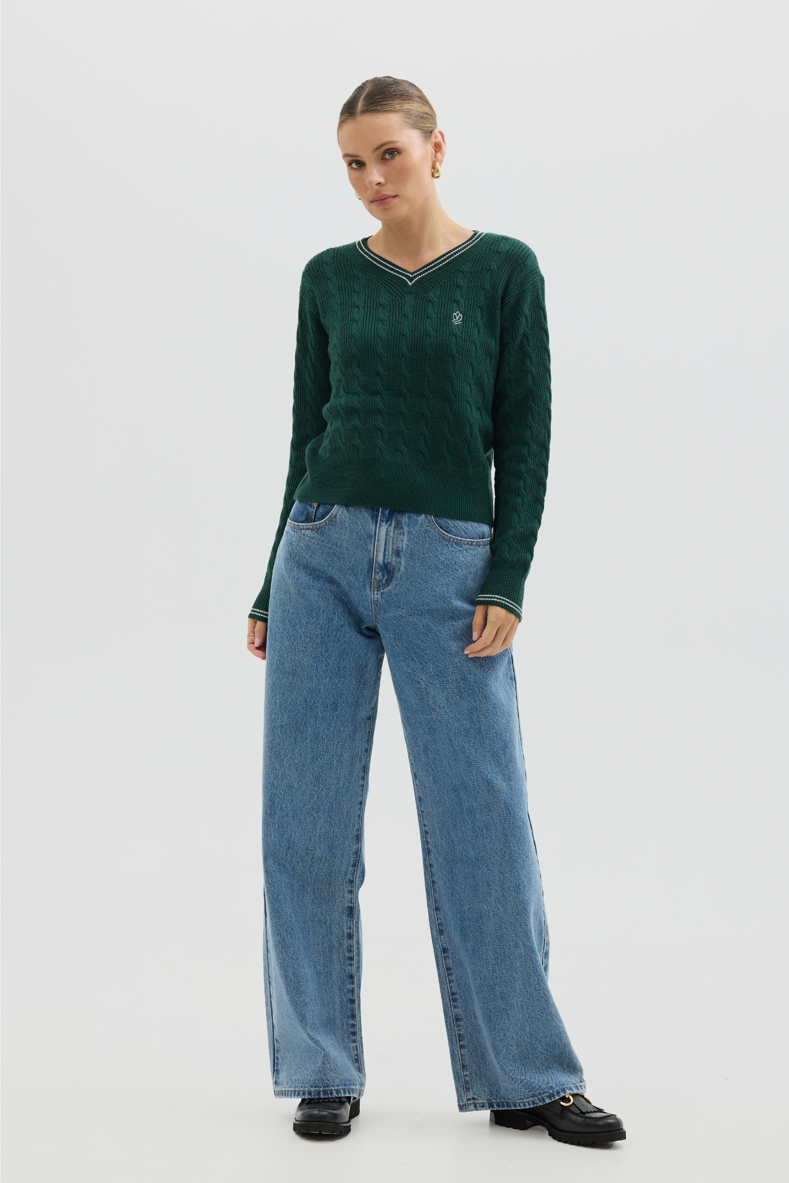 Cable Sweater - Moss