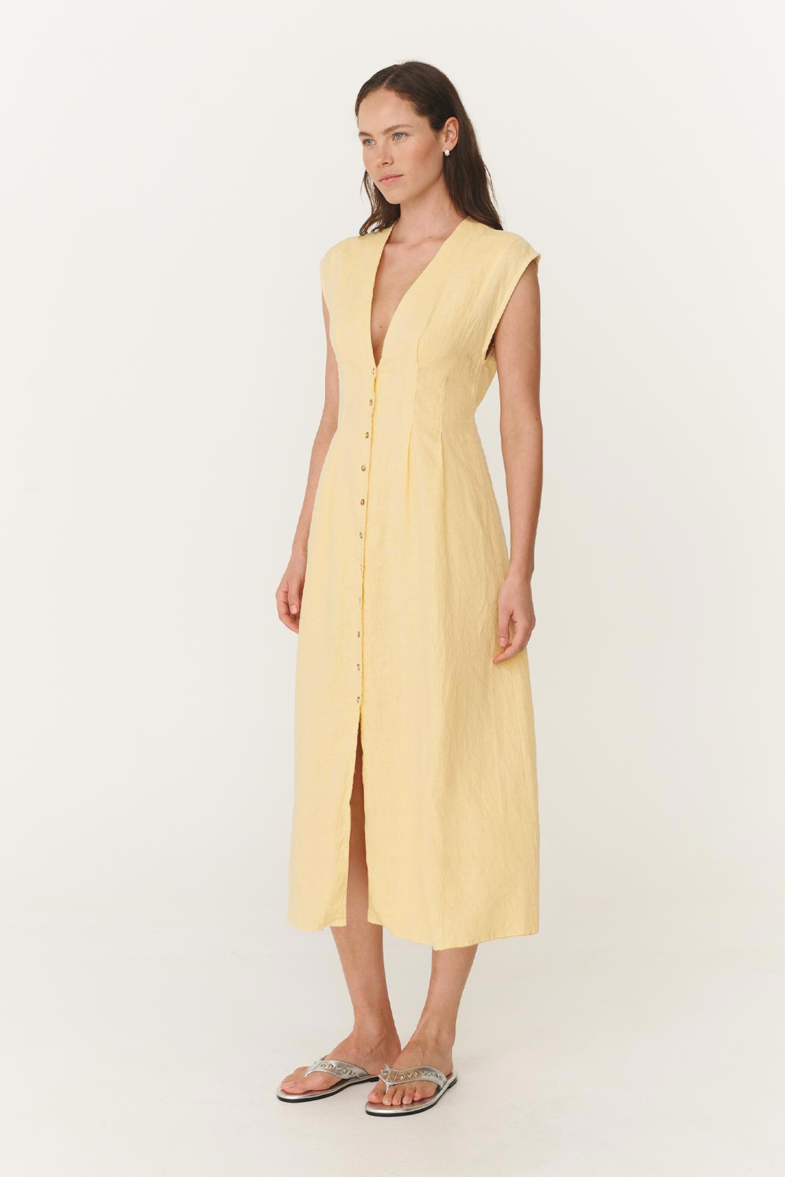 Mira Midi Dress - Lemon