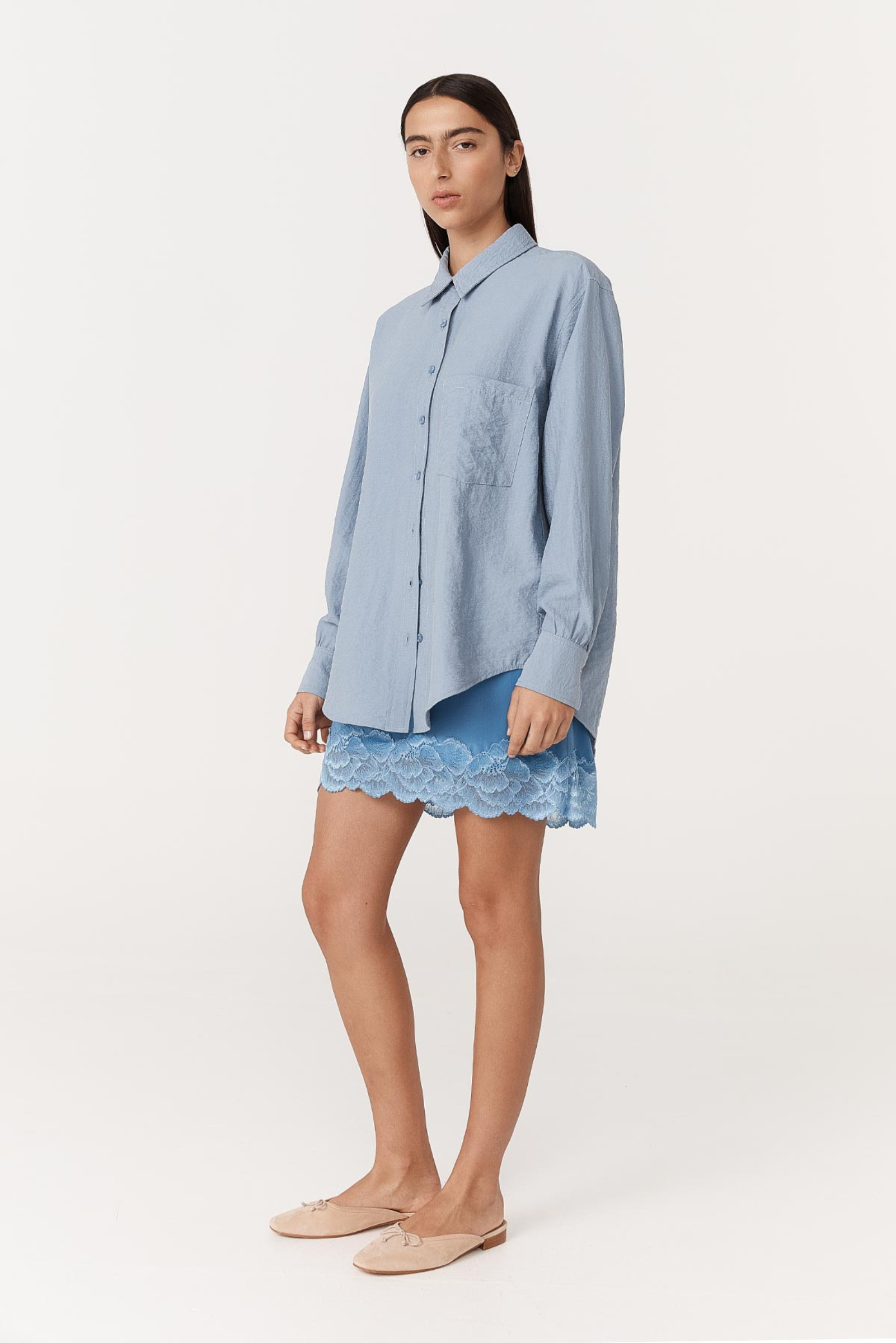 Ramona Silk Shirt - Periwinkle