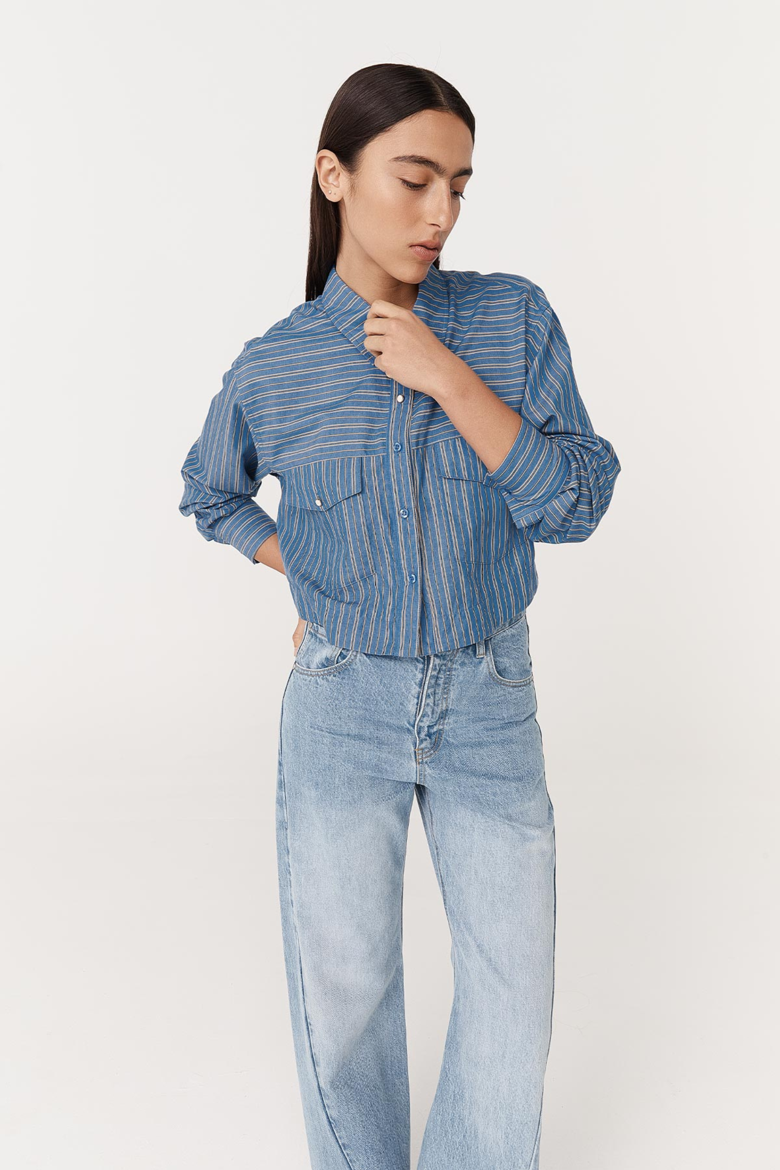 Percy Curved Seam Jeans - Faded Blue