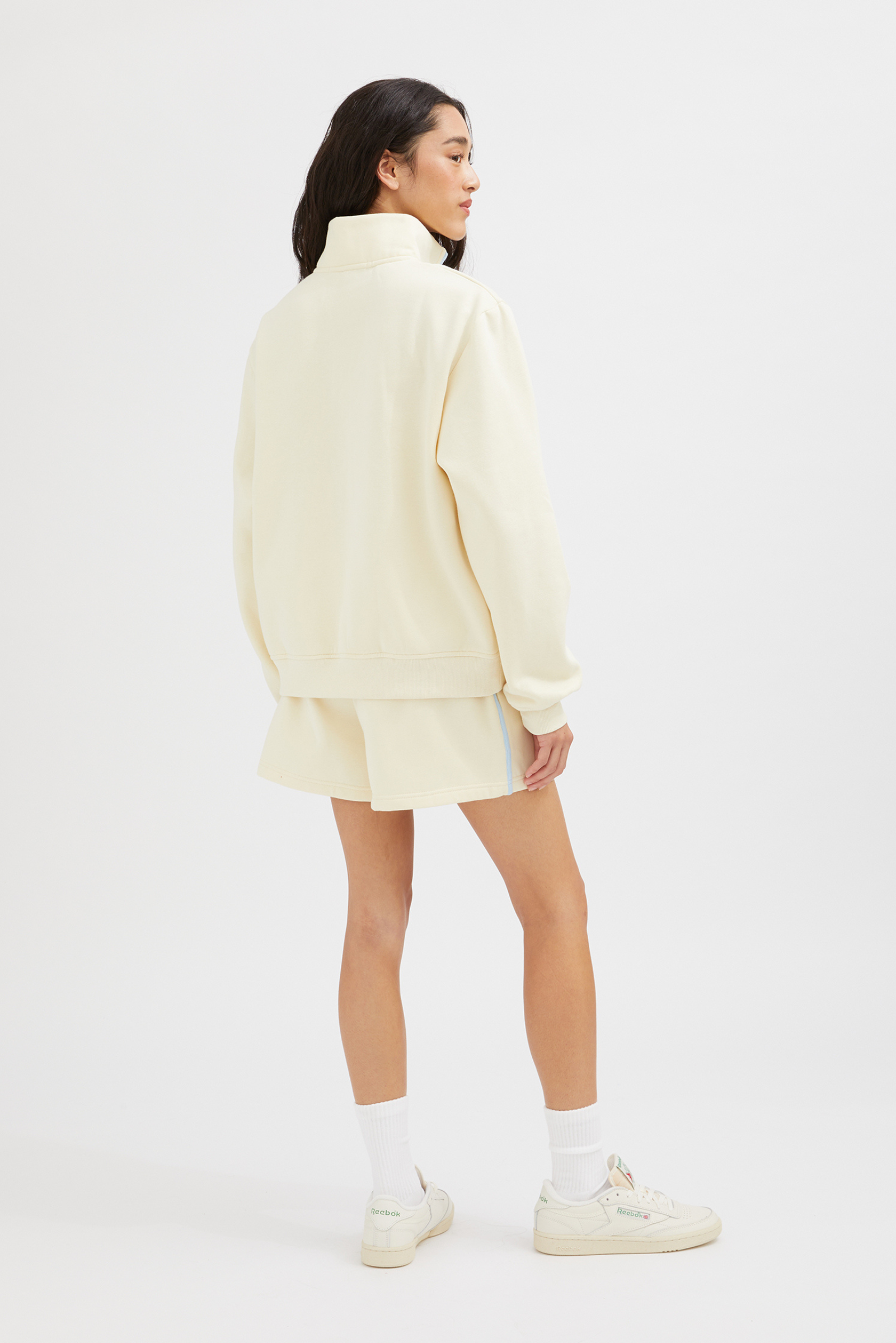 Contrast Half Zip Sweat - Butter