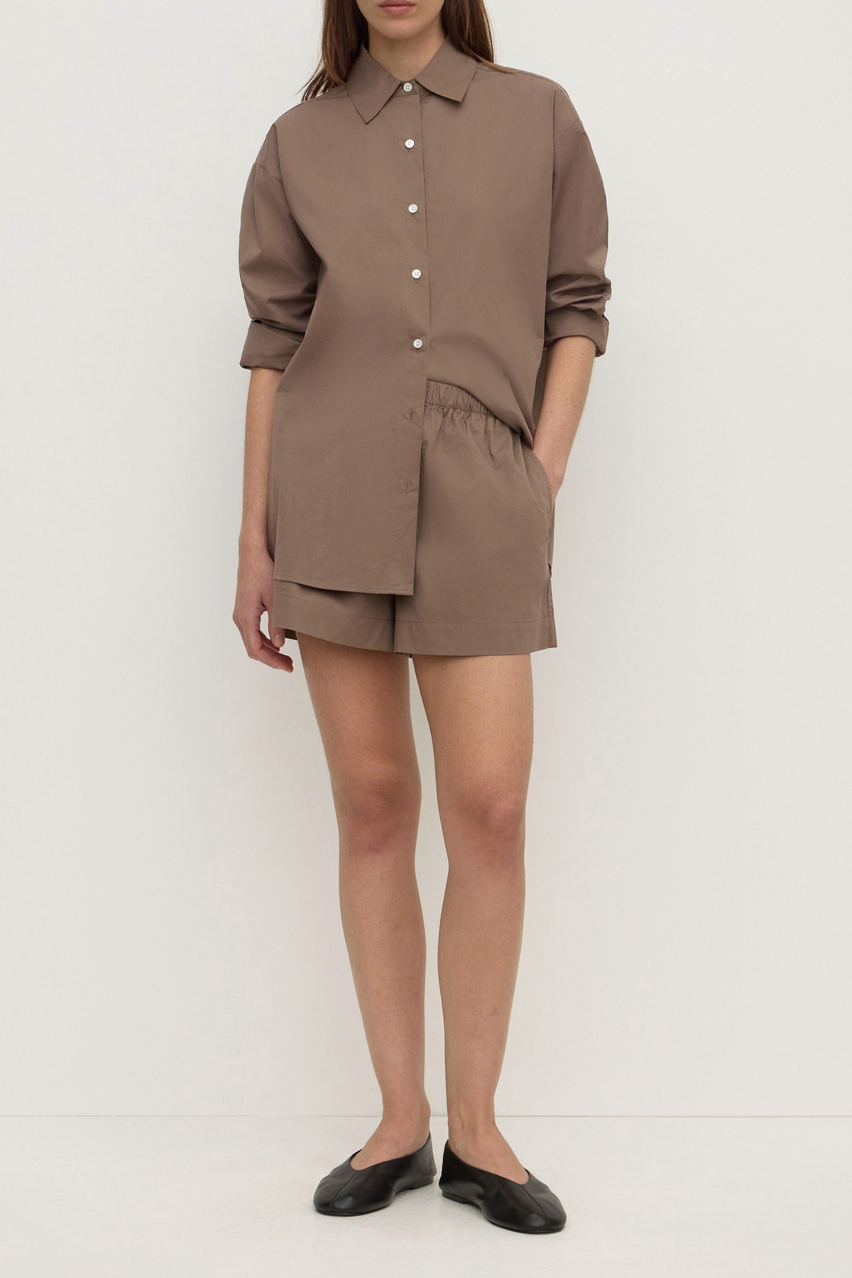 Micha Poplin Shirt - Dark Sand