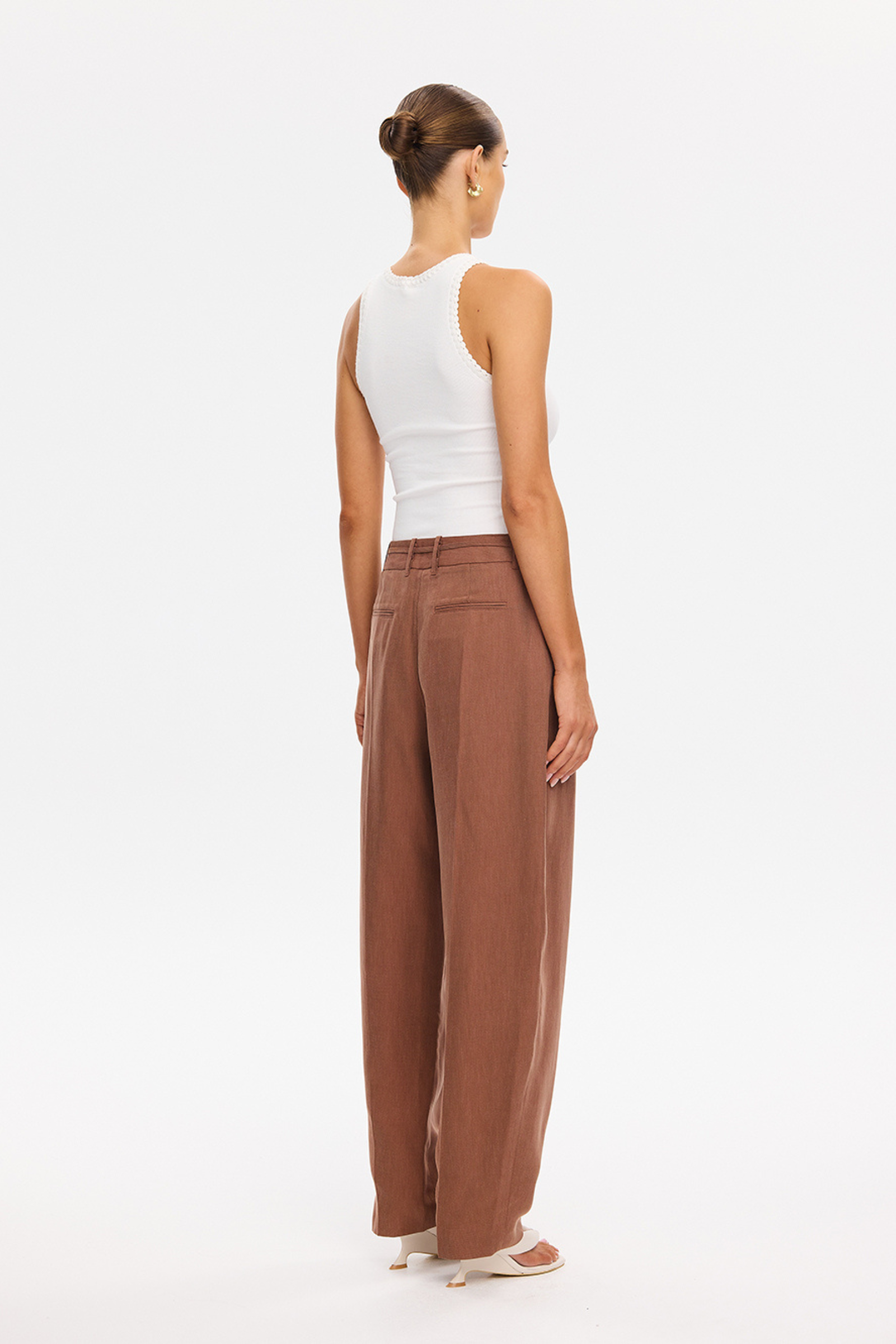 Cass Barrel Leg Pants - Chocolate