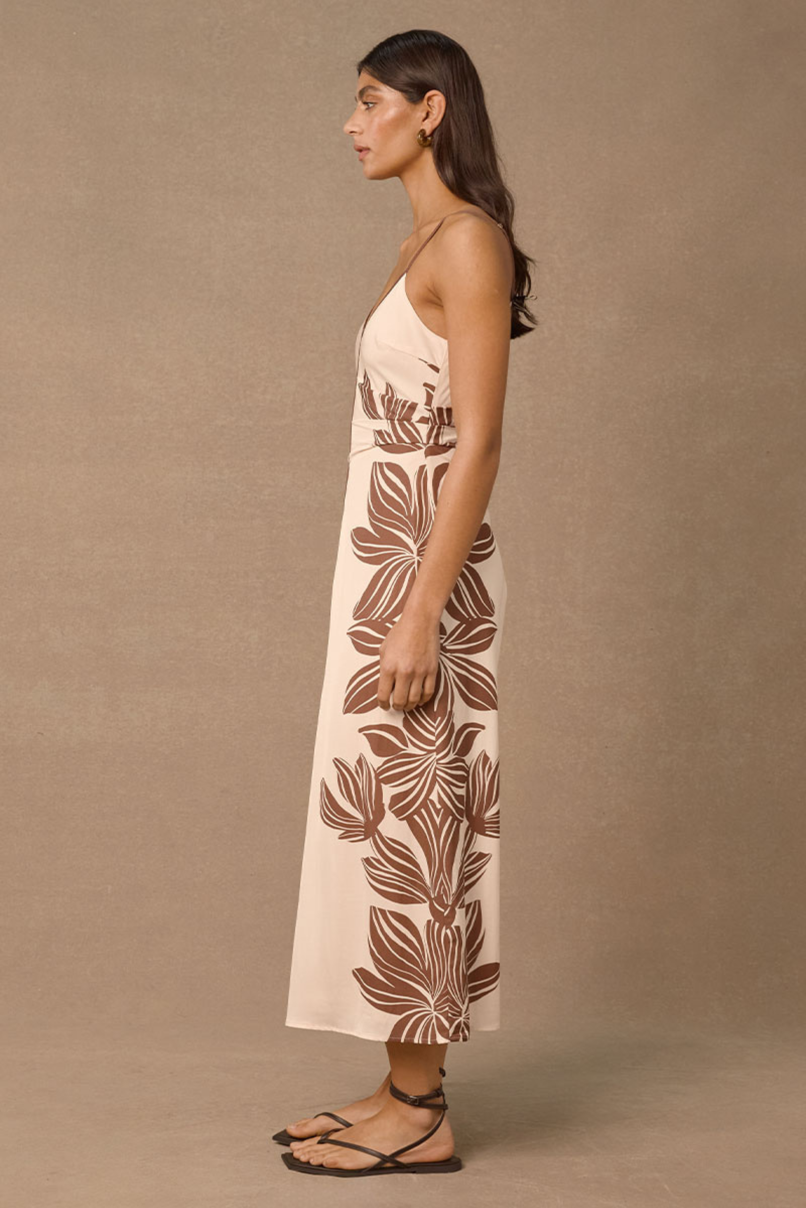 Palmera Midi Dress - Cream Floral