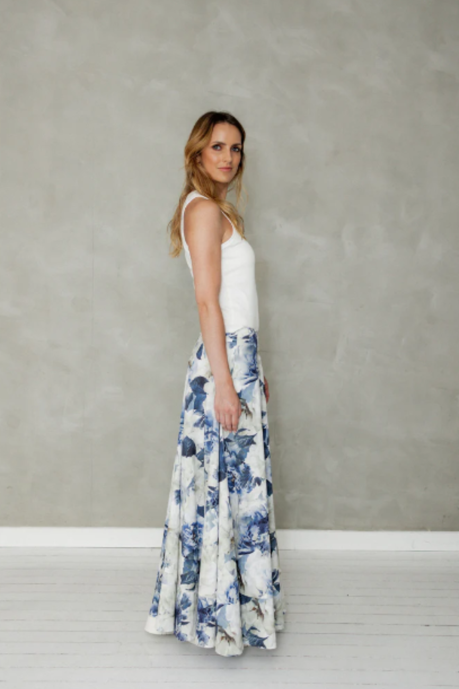 Never Be Maxi Skirt - Blue Floral