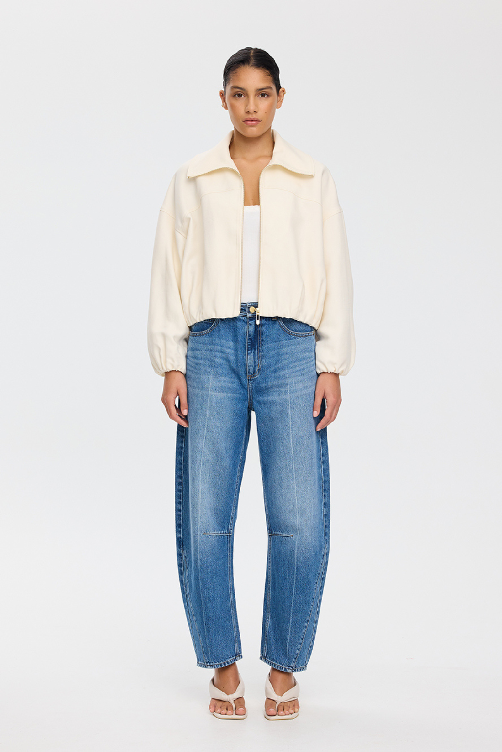 Cass Cropped Jacket - Ivory